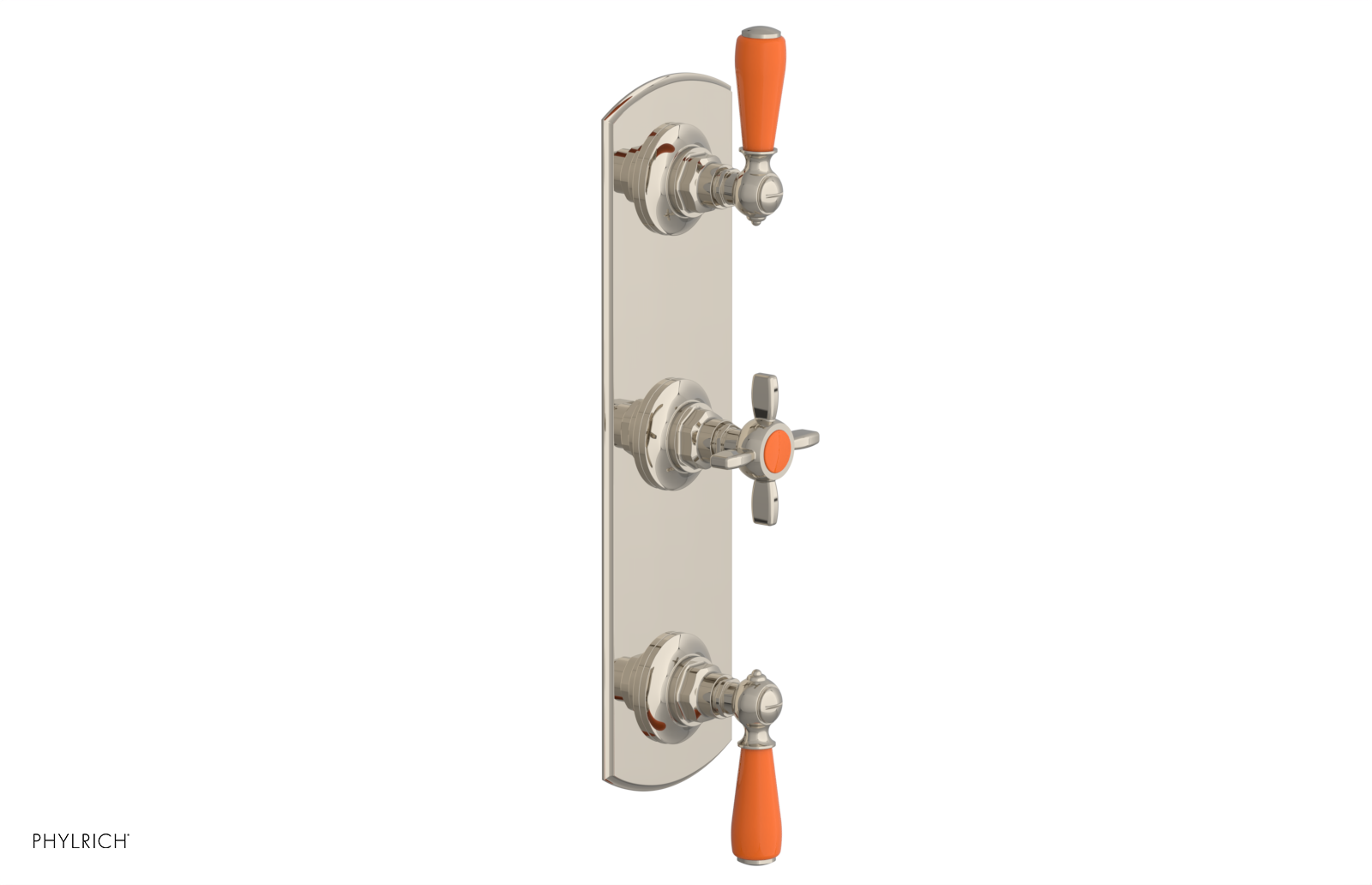 Jamestown Thermostatic Shower Valve with Dual Volume Control - Orange Accent Trim - Perfect for Modern Bathroom Renovations & Spa-Like Shower Experiences