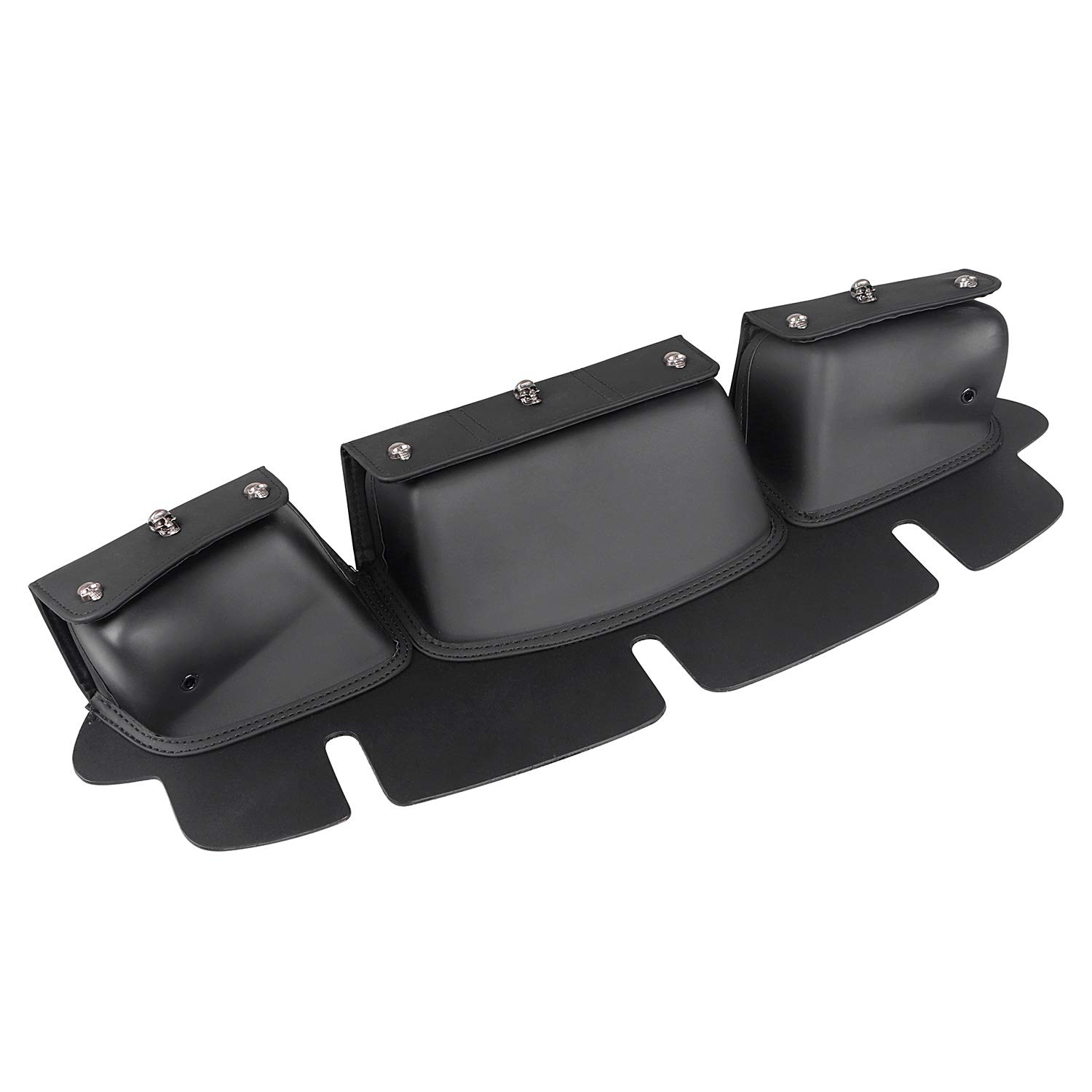 Motorcycle Windshield Bag with 3 Pockets - Compatible with Harley Electra Glide, Street Glide & Touring Models (1996-2013) - Black Skull Design - Perfect for Road Trips & Long-Distance Riding
