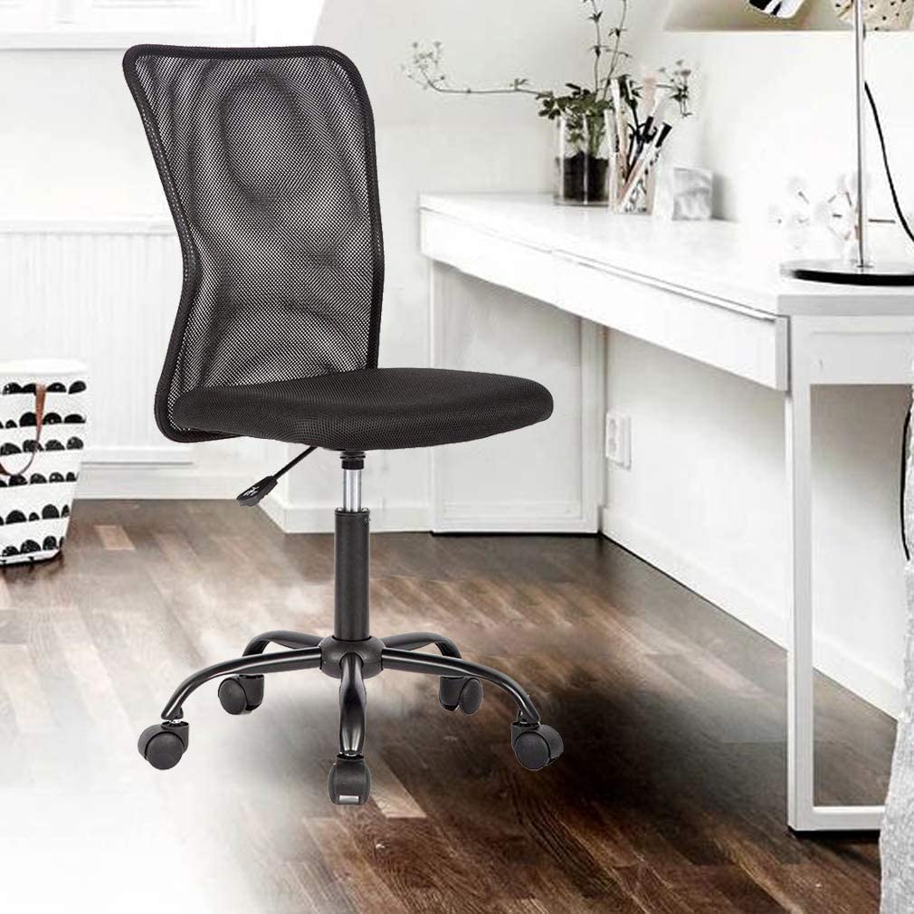 Ergonomic Office Chair with Adjustable Height, Lumbar Support & Armrests - Mid Back Mesh Computer Desk Chair for Home & Executive Use - Black - Ideal for Long Hours of Work, Gaming & Study