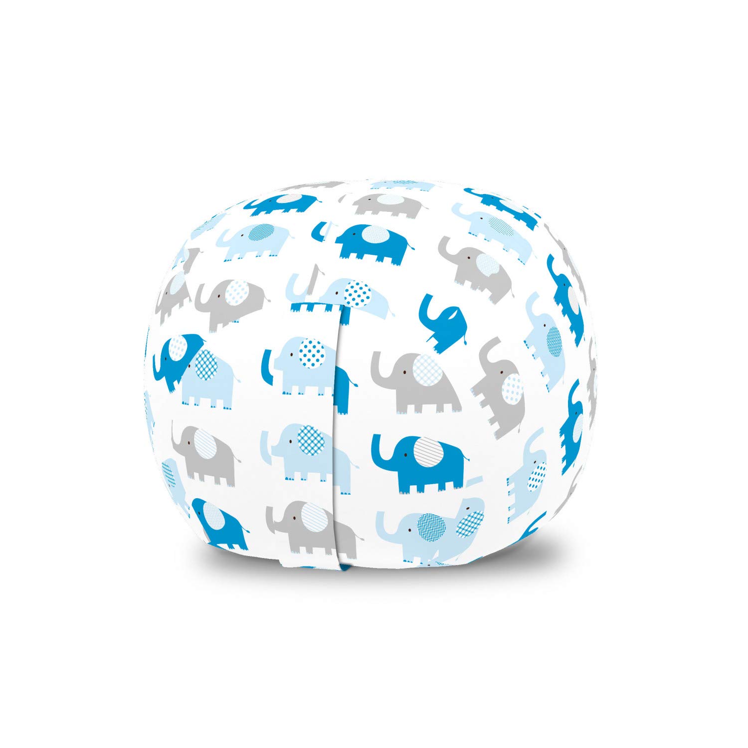 Ambesonne Animal Storage Toy Bag Chair - Striped Elephant Design, Washable Stuffed Animal Organizer, Small Size (White/Taupe/Blue) - Perfect for Kids' Room, Nursery & Playroom Organization