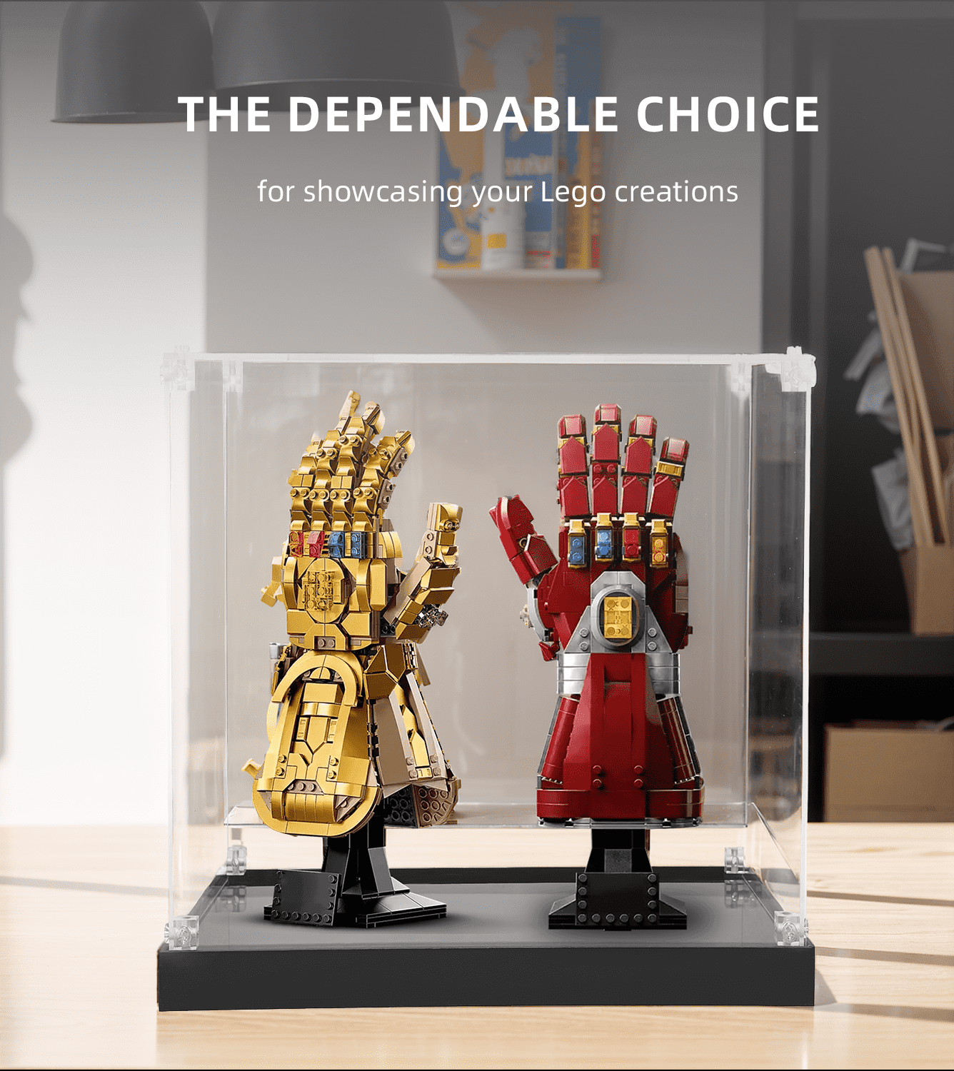 Premium LEGO Infinity Gauntlet 76191 & Nano Gauntlet 76223 Display Case - Protective Showcase for Marvel Collectible Sets | Perfect for Home Decor, Office Display & Collector Showcases