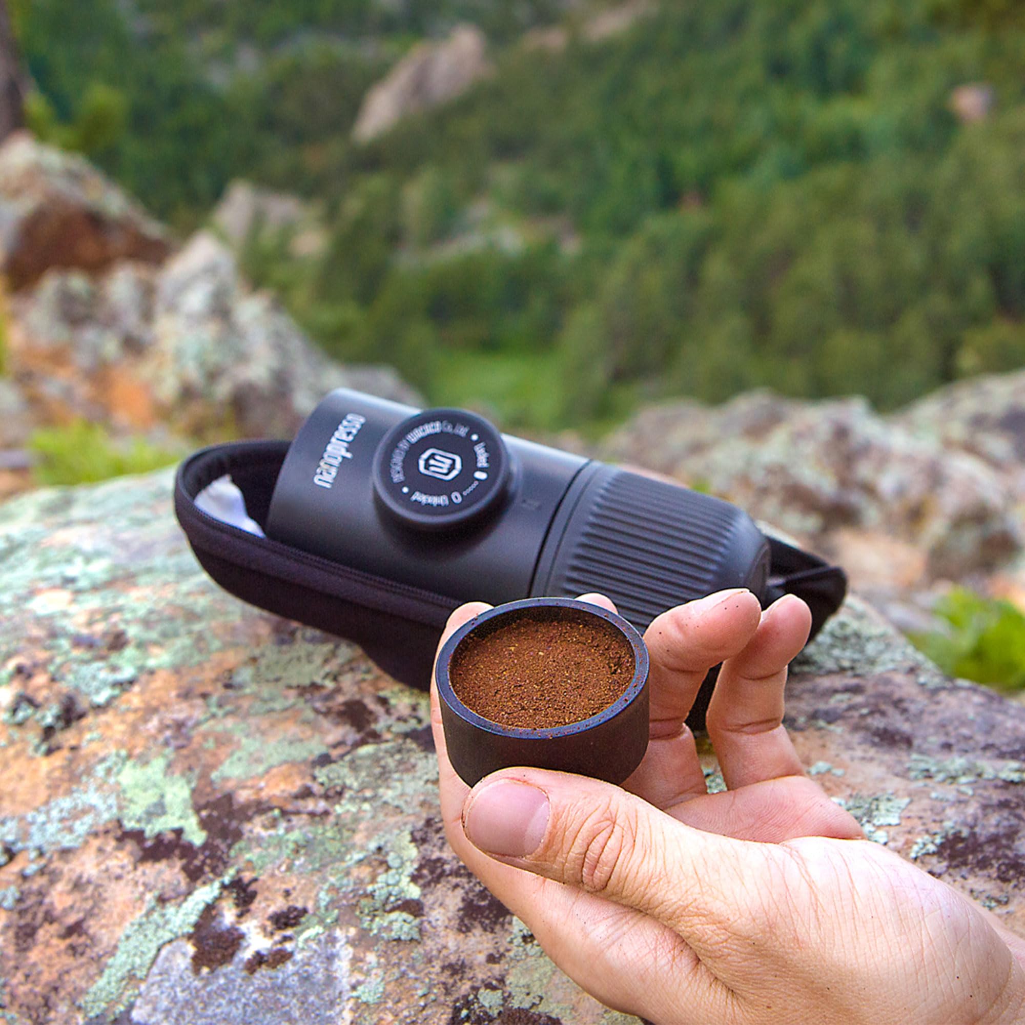 WACACO Nanopresso Portable Espresso Maker with Protective Case - Mini Travel Coffee Machine for Camping, Hiking, Office & Home Use (Black) | Compact Handheld Espresso Brewer for Coffee Lovers