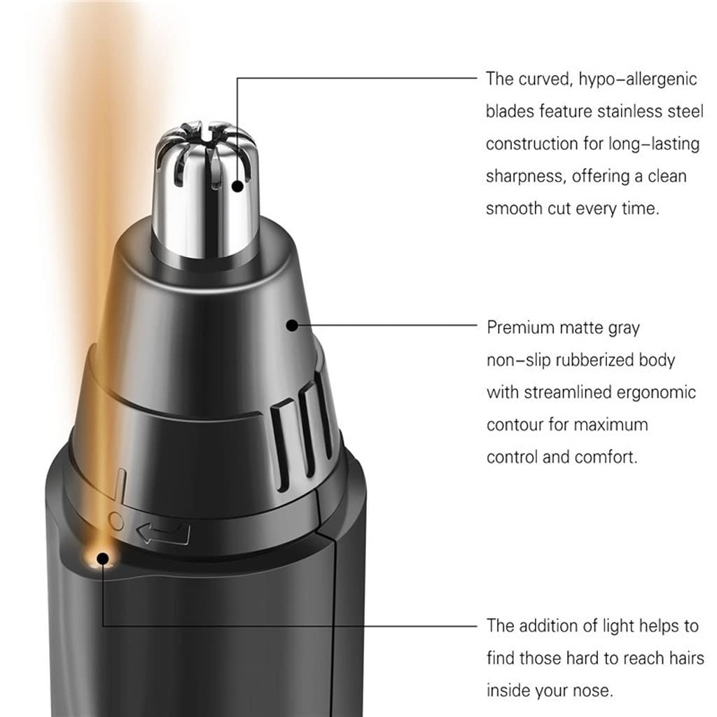XMING Electric Nose Hair Trimmer for Men - Waterproof & Painless Nose Ear Hair Clipper with LED Light - Perfect for Travel, Grooming, and Personal Care