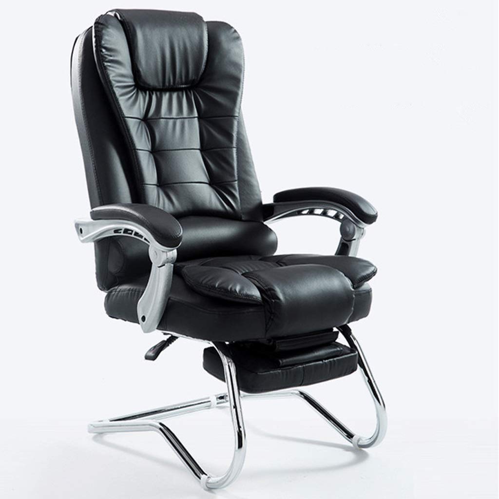 Premium FMOGE Office Desk Chair - Ergonomic Reclining Computer Chair with Footrest, Cowhide Brown Leather Executive Chair for Home Office, Conference Room & Boss Desk - Comfortable Massage Seat for Long Work Hours