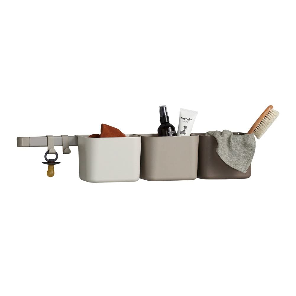 Leander 3-Piece Organizer Set with 1 Long Rail & 2 Hooks in Cappuccino - Stylish Storage Solution for Bedroom, Bathroom & Office Organization