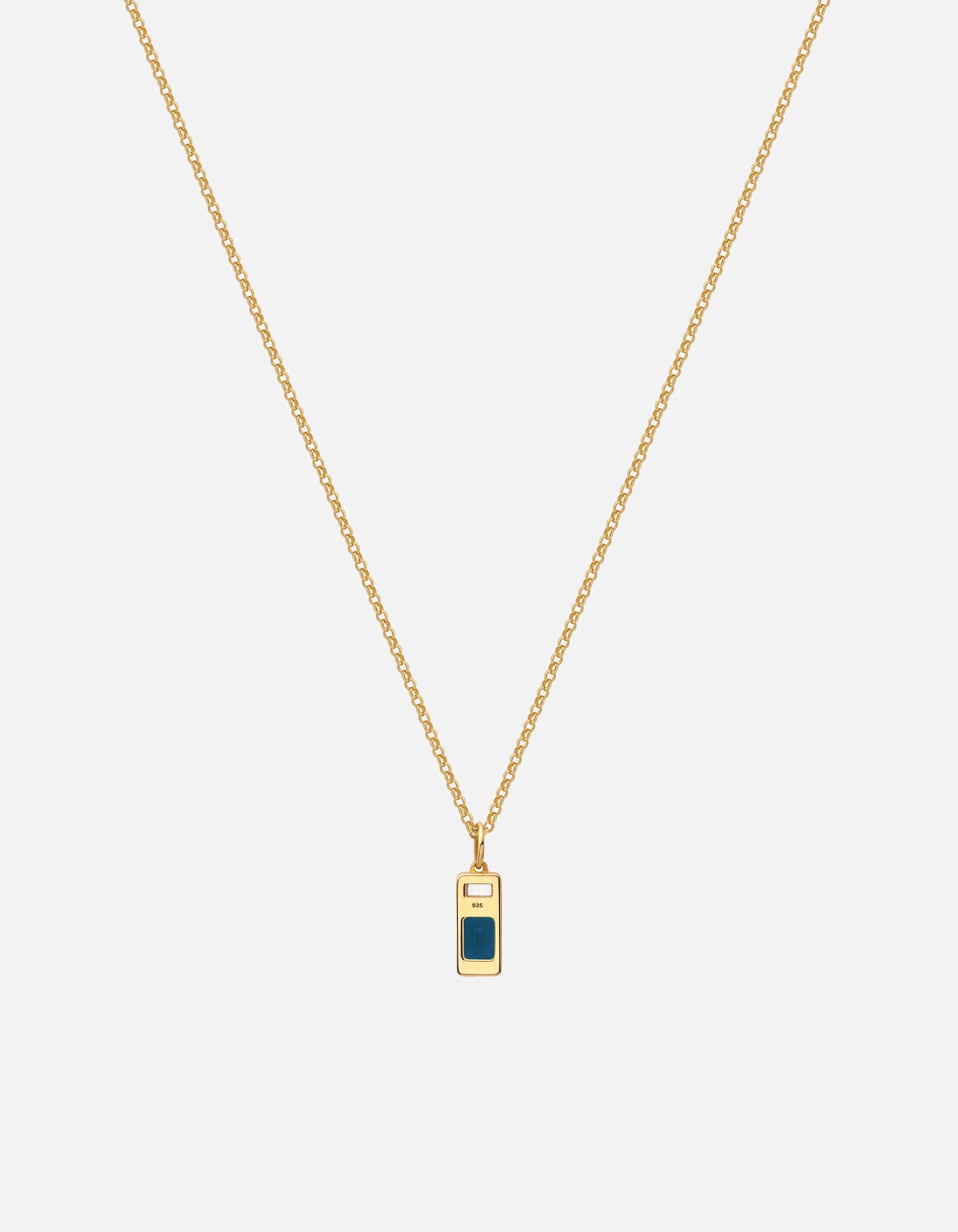 Everett London Blue Topaz Necklace in Gold Vermeil with Baguette Sapphire Accents - Elegant Jewelry for Women, Perfect for Weddings, Parties & Special Occasions