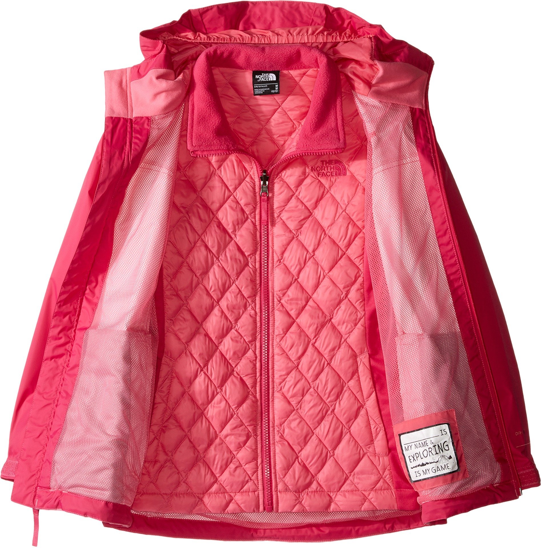 The North Face Kids' Thermoball Triclimate Jacket for Girls - Waterproof Winter Coat with Detachable Hood (Toddler & Youth Sizes) in Cha Cha Pink Heather - Perfect for School, Snow Play & Outdoor Adventures