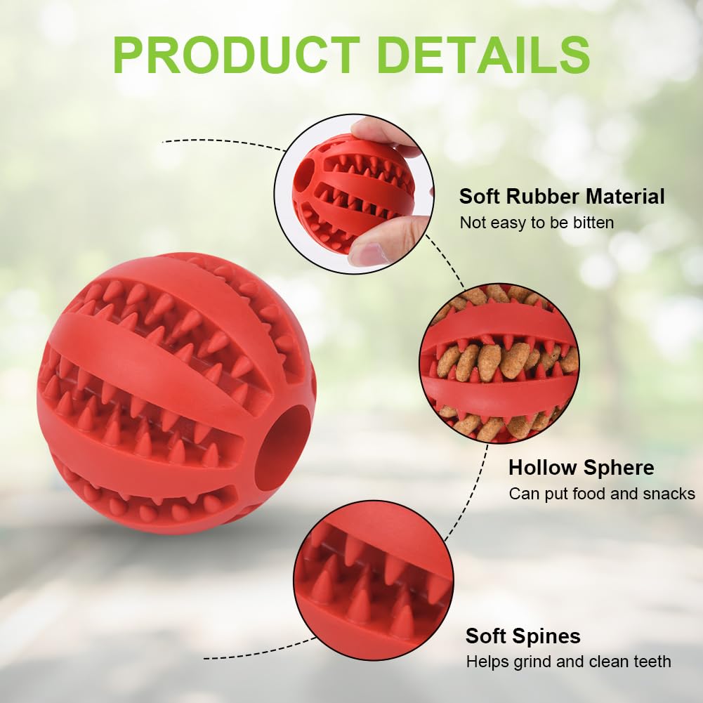 Flintronic 4-Pack Natural Rubber Dog Chew Toy Balls with Mint Flavor - Interactive Puzzle Feeder & Teeth Cleaning Toy for Small to Medium Dogs (5cm) - Perfect for Training, Enrichment & Dental Health