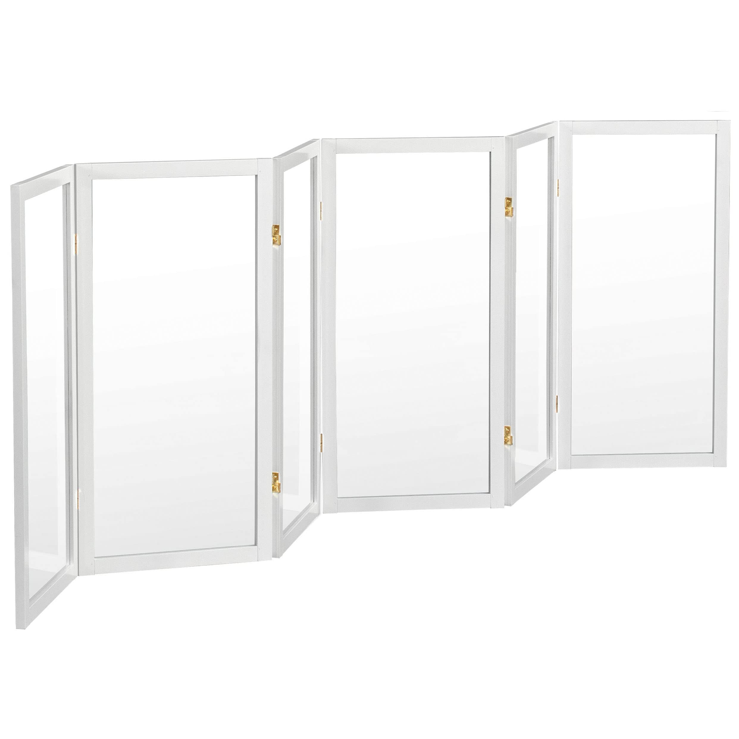 3 ft. Short Clear Plastic Partition White 6 Panel - Office Desk Divider, Social Distancing Screen for Schools, Restaurants & Retail Stores
