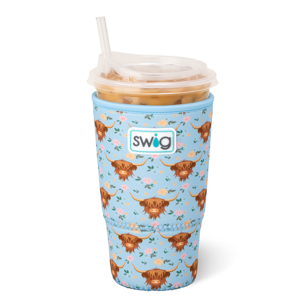 Holy Cow Large Iced Cup Coolie - 20oz Insulated Tumbler with Lid & Straw for Cold Drinks - Perfect for Summer, Beach, Pool Parties and Outdoor Activities
