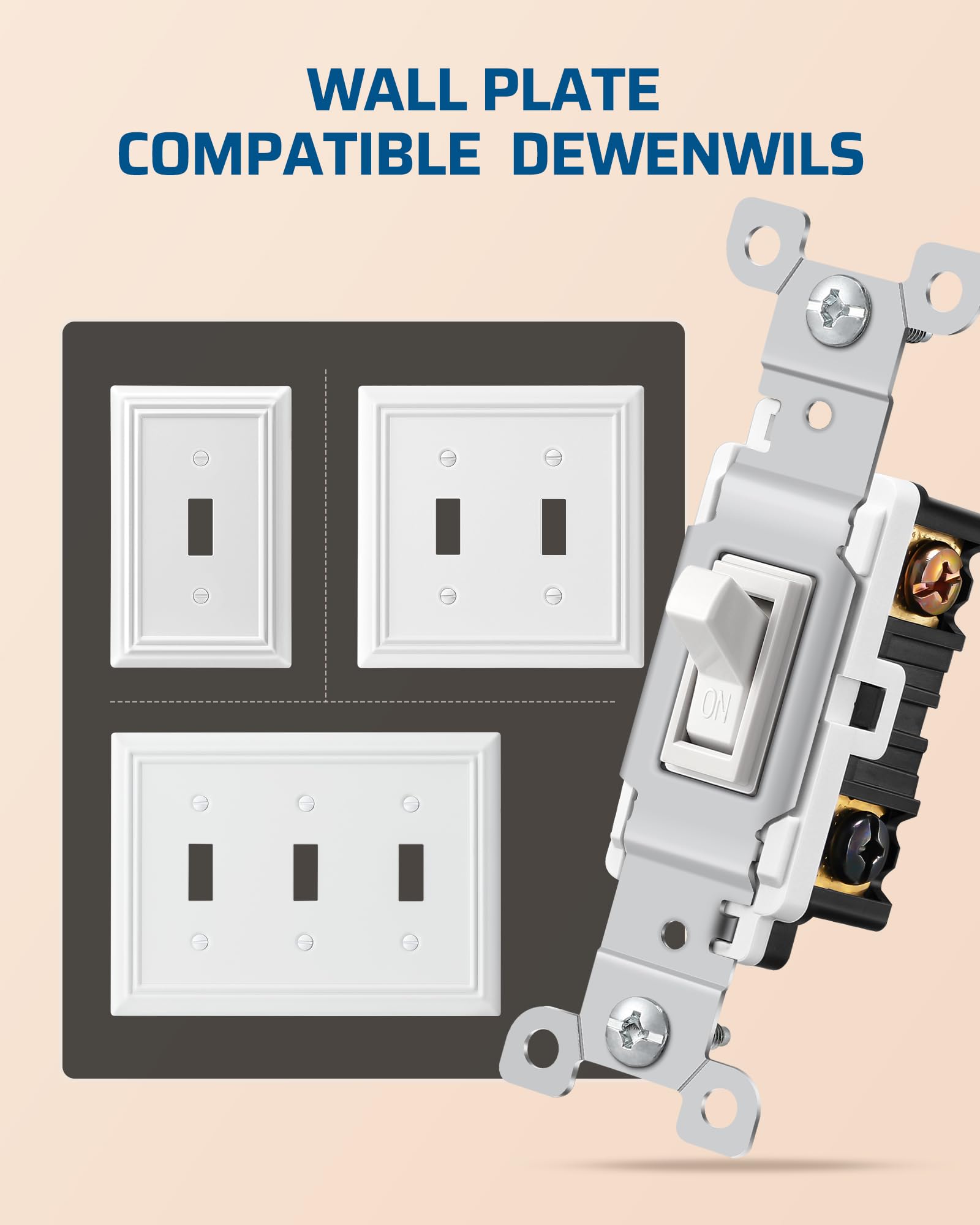 DEWENWILS 10-Pack White Single Pole Toggle Light Switch, 15A 120-277V, On/Off Wall Switch Replacement - UL Listed, Residential Grade with Grounding for Home, Kitchen, Office - Perfect for Lighting Control in Bedrooms, Hallways & Commercial Spaces