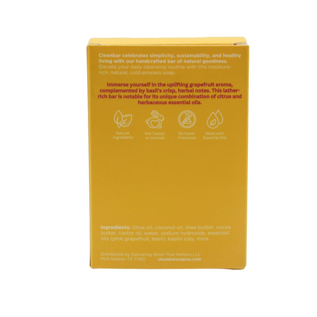 All-Natural Grapefruit & Basil Bar Soap for Sensitive Skin - Vegan, Cruelty-Free Hand & Body Cleanser - Refreshing Citrus Aroma for Morning Shower & Spa Relaxation