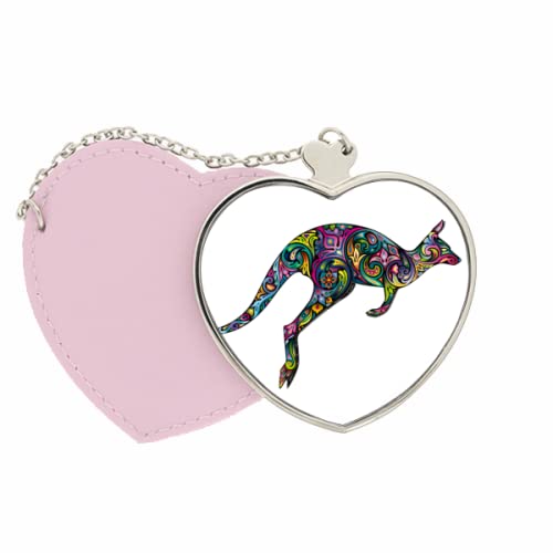 DIYthinker Australia Kangaroo Colored Drawing Mirror - Travel Makeup Compact with Heart Design, Pink (Perfect for Travel, Gift & Everyday Use)