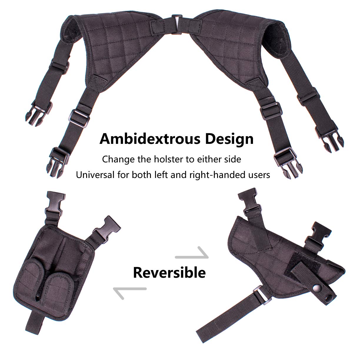 **Adjustable Shoulder Holster for Pistols - Universal Concealed Carry Gun Holster with Double Magazine Pouch - Fits Compact to Large Handguns - Perfect for Outdoor, Hunting & Self-Defense**