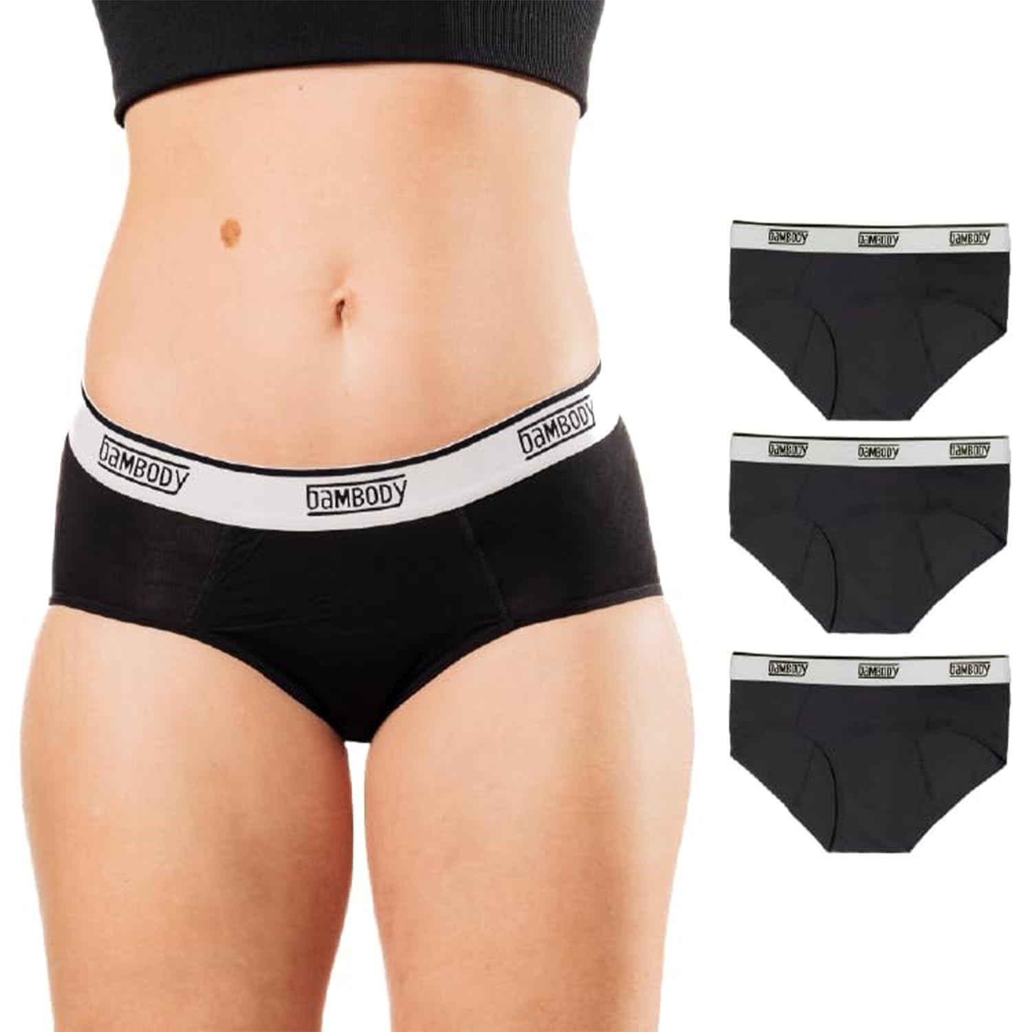 Bambody Absorbent Hipster Period Underwear for Women & Teens - Maternity & Postpartum Underwear - Breathable & Silky Smooth - Perfect for Light to Medium Flow Days, Overnight Protection, and Postpartum Recovery