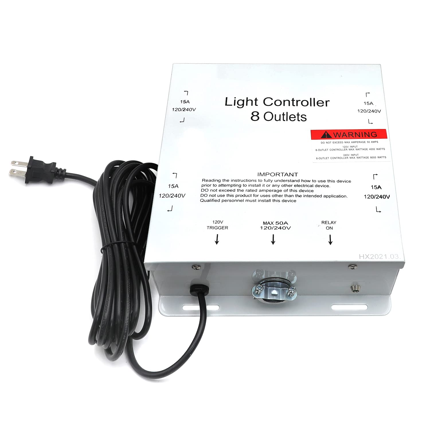 HTTMT 8-Light HID Hydroponic Ballast Controller with Trigger Cord - 120V/240V 50A Master Electric Box for Indoor Gardening, Greenhouse, Lawn & Patio Plant Growth | Perfect for Commercial Grow Rooms & Home Hydroponic Systems [P/N: ET-TOOL036-WHITE]