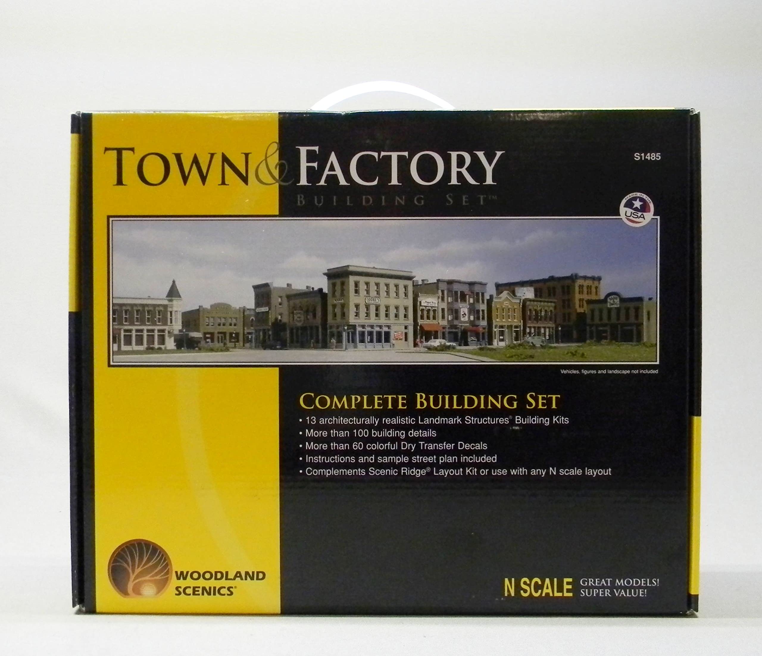 Woodland Scenics N Scale Town and Factory Building Set - Model Train Scenery Kit for Realistic Railroad Layouts | Perfect for Hobbyists, Collectors & Diorama Enthusiasts