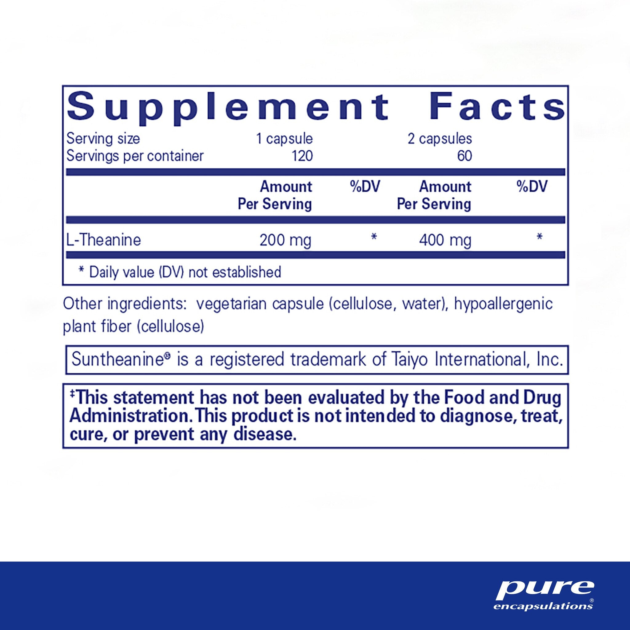 Pure Encapsulations L-Theanine 200mg | Stress Relief & Relaxation Supplement | Supports Calm Focus & Better Sleep | Vegan Capsules for Anxiety & Meditation