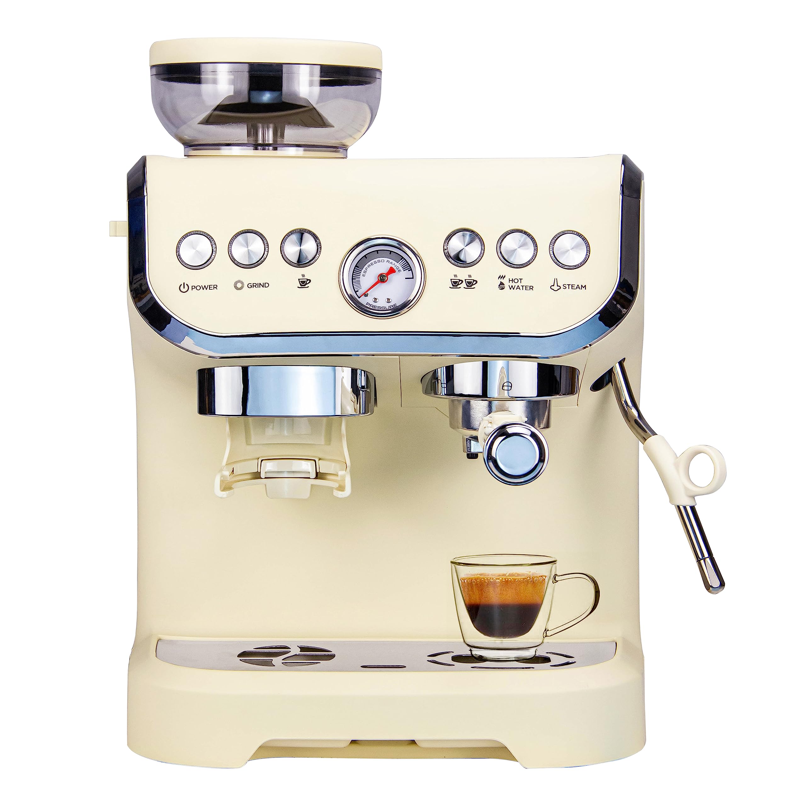 Premium MIROX 15 Bar Espresso Machine with Milk Frother & Built-In Coffee Grinder - 70oz Removable Water Tank - ABS High-Strength Plastic - Perfect for Home Baristas & Coffee Lovers (Ideal for Espresso, Cappuccino & Latte Making at Home)