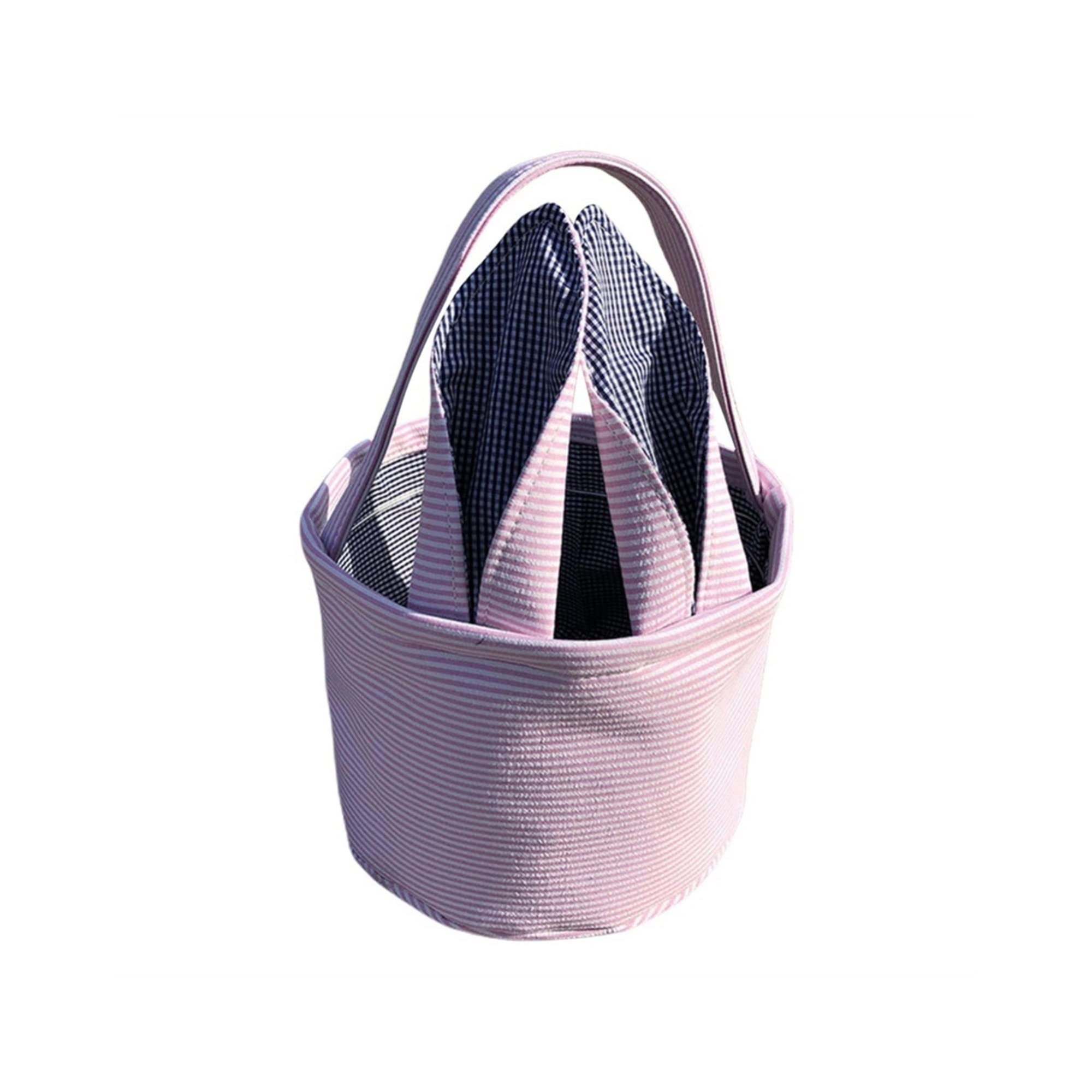 Easter Basket Foldable Rabbit Ears Decorative Storage Basket - 9x7 Inches, Pastel Colors for Easter Egg Hunts, Home Decor & Gift Giving
