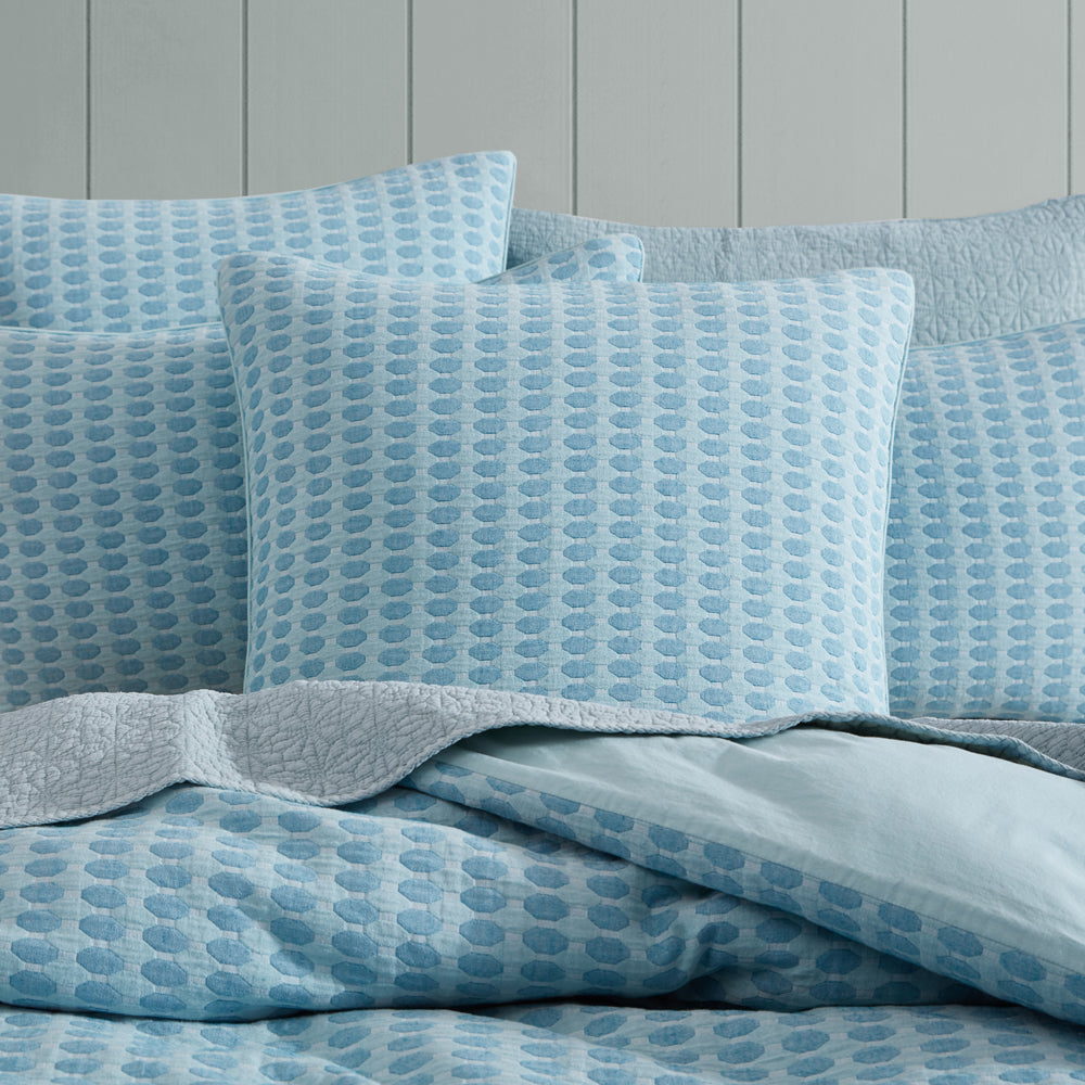 Frankie Turquoise European Pillowcase - Premium Cotton Decorative Pillow Cover for Sofa, Bed & Home Decor - Perfect for Living Room, Bedroom & Guest Room
