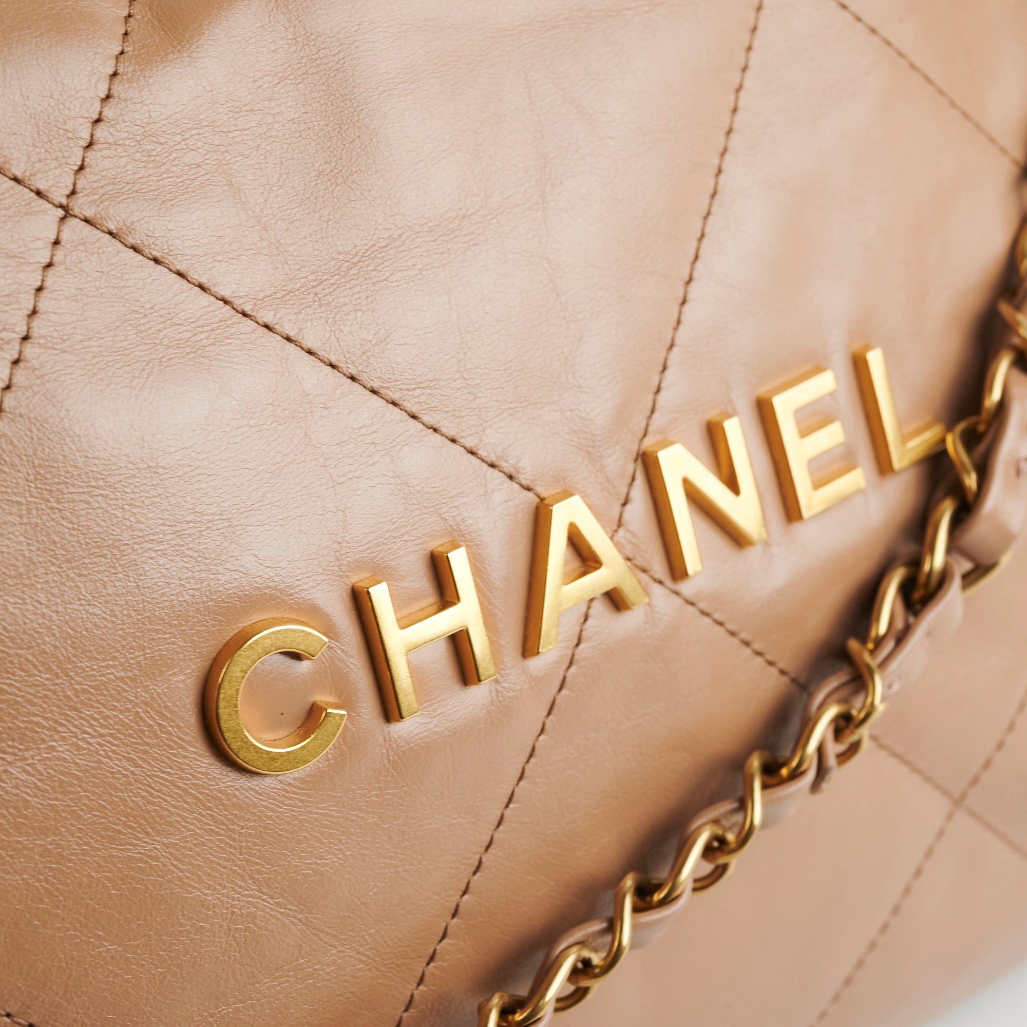 Chanel 22 Small Beige Lambskin Leather Handbag - Luxury Designer Crossbody Bag for Women | Perfect for Date Night, Office & Special Occasions