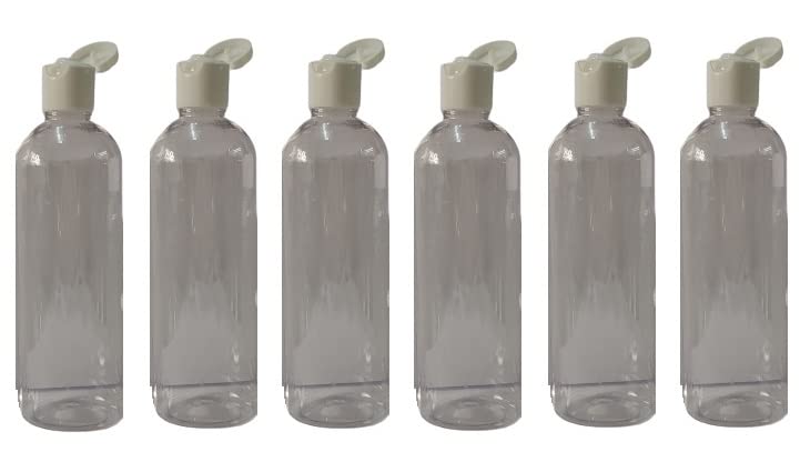 M.C. PIPWALA 200ml Empty Square Clear Plastic Bottles - 6 Pack Leak Proof Travel Cosmetic Containers for Lotion, Shampoo, Essential Oils & DIY Skincare