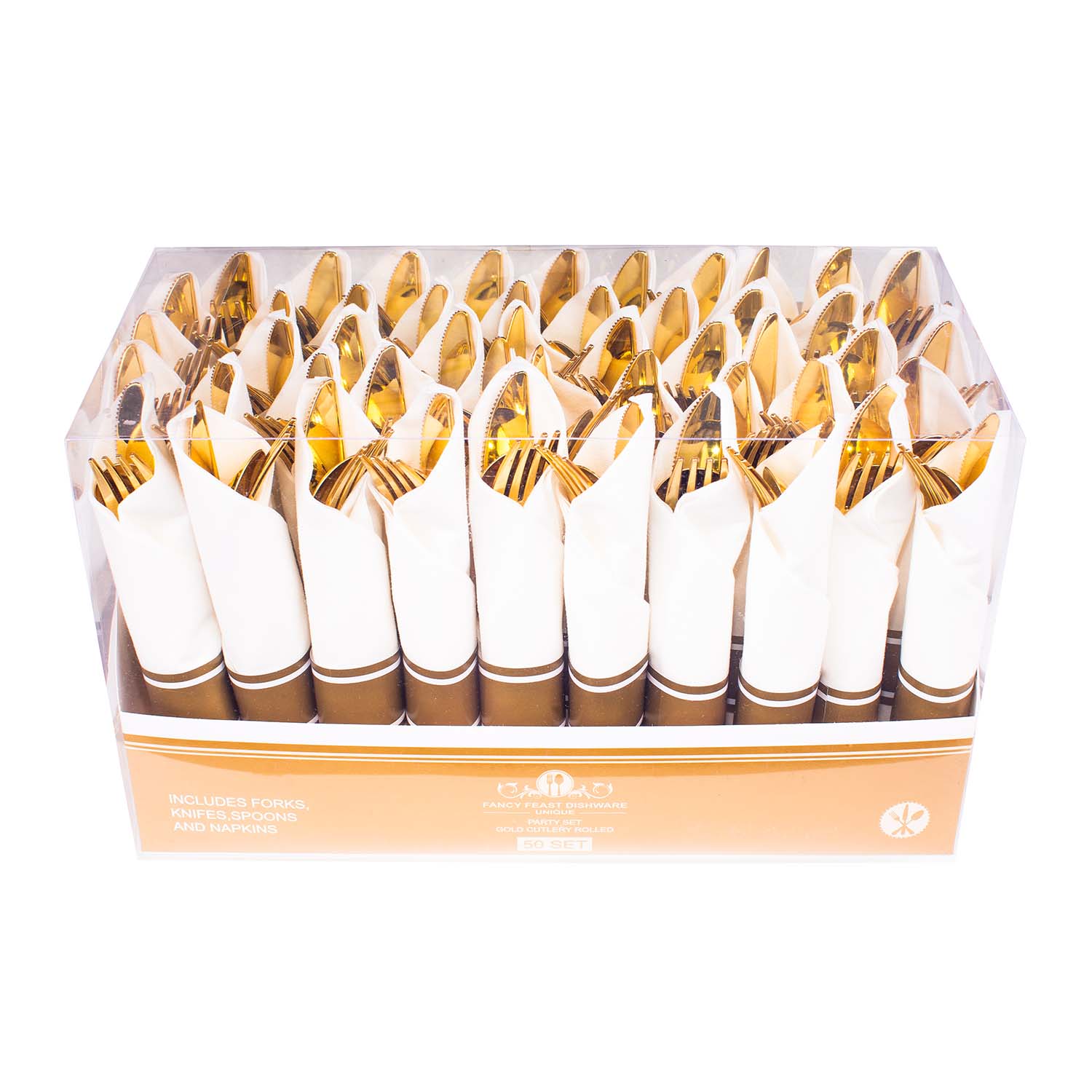 Premium 24K Gold-Plated Flatware Set | 50-Piece Elegant Cutlery Box for Weddings, Parties & Fine Dining - Luxury Tableware for Special Occasions