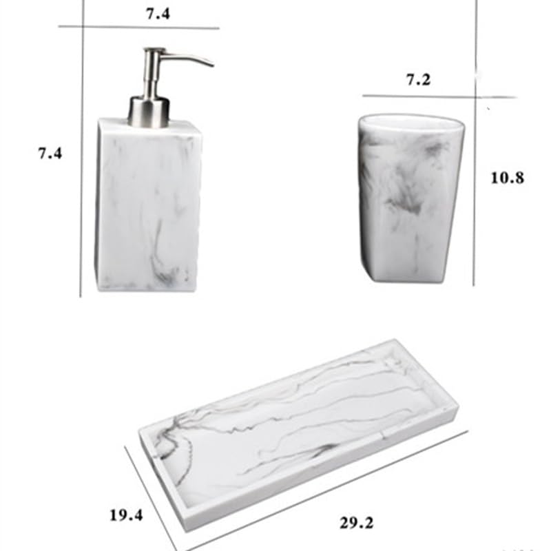 4-Piece Resin Bathroom Organizer Set - Soap Dispenser, Toothbrush Cup, Storage Tray & Accessories | Waterproof Bathroom Countertop Organizer for Sink, Vanity & Shower Organization
