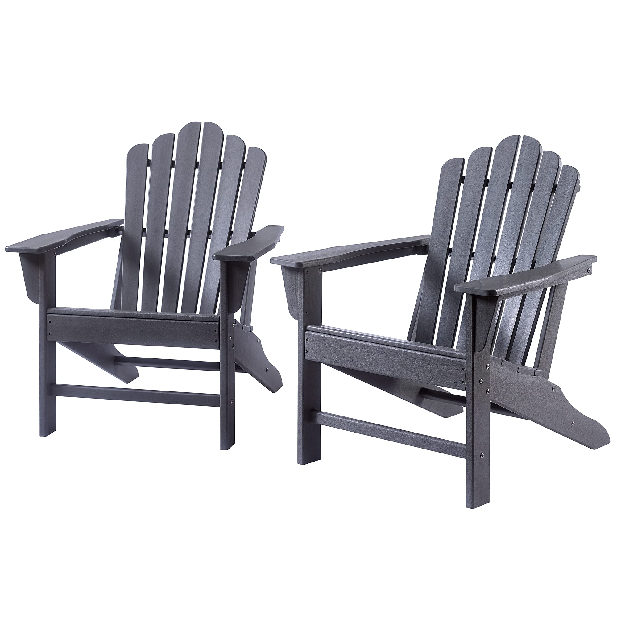 Premium 2-Piece Classic Adirondack Chair Set - Weather-Resistant Outdoor Furniture for Garden, Porch, Patio & Backyard - Slate Grey - Perfect for Relaxing, Sunbathing & Outdoor Entertaining