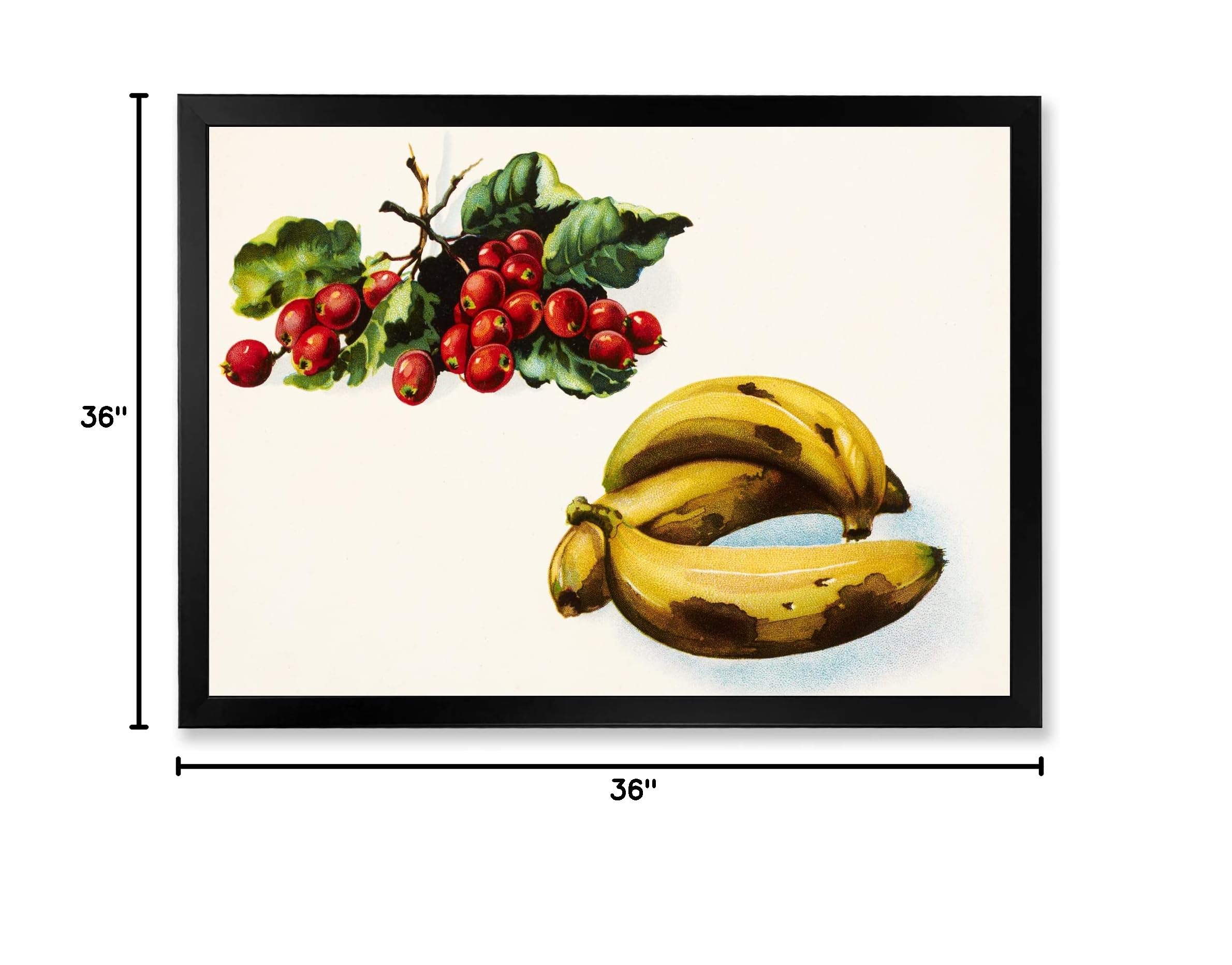 Farmhouse Framed Wall Art - Banana & Red Berries Kitchen Decor - Perfect for Farmhouse, Country Kitchen & Dining Room Decorations