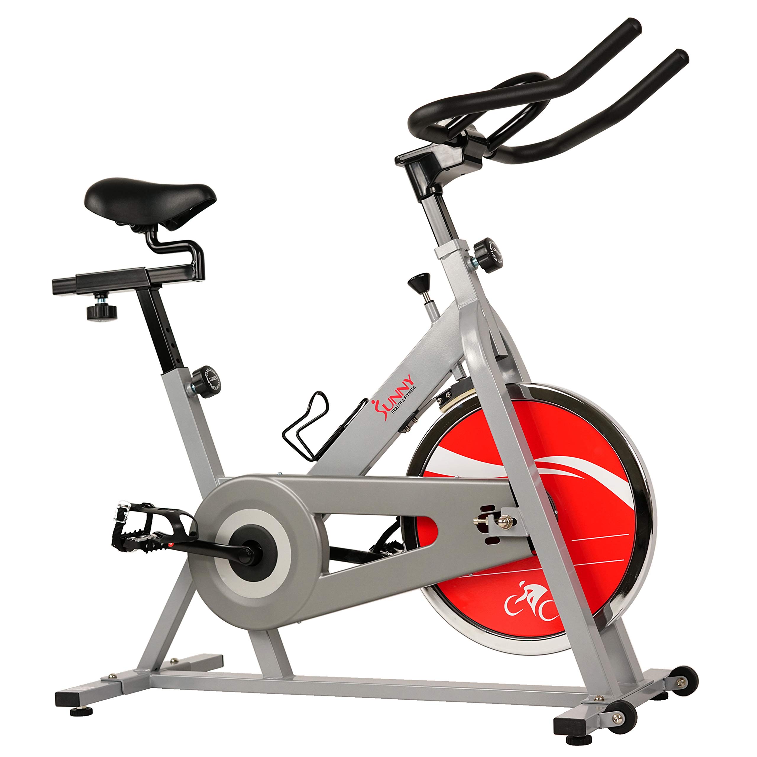 Sunny Health & Fitness Stationary Indoor Cycling Bike - Adjustable Seat & Resistance for Home Workouts | Perfect for Cardio, Weight Loss & Indoor Training