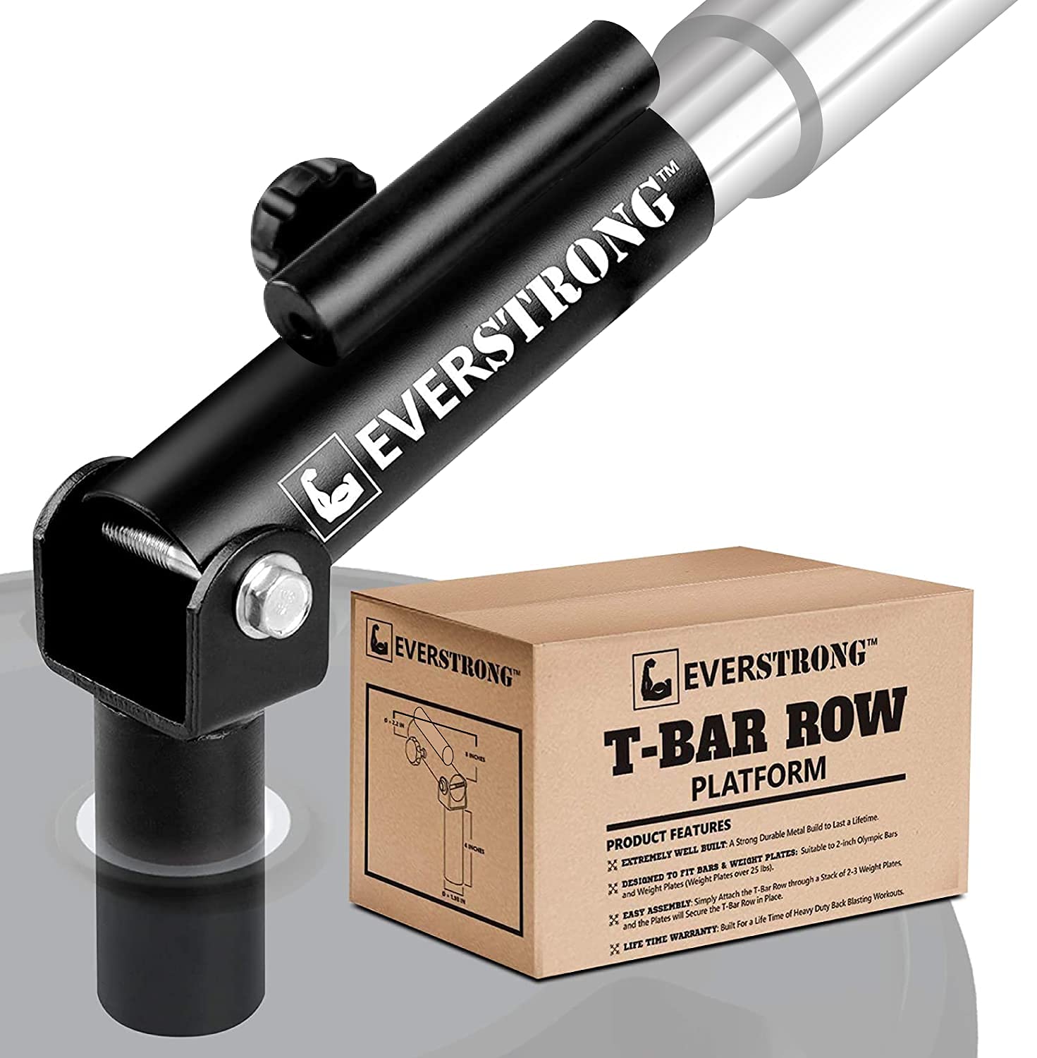 EVERSTRONG T Bar Row Attachment with V Bar Handle - 360° Swivel Landmine Attachment for Barbell - Full Body Workout Equipment for Home Gym - Deadlifts, Squats, Rows - Compact Design for Small Spaces - Perfect for Strength Training & Functional Fitness