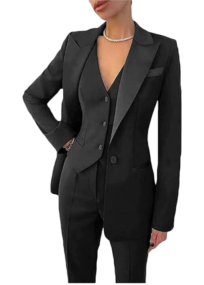Women's 3-Piece Business Suit Set - Blazer, Vest & Pants for Office Work, Professional Outfits, Prom & Party | Formal Attire for Career Women & Special Occasions
