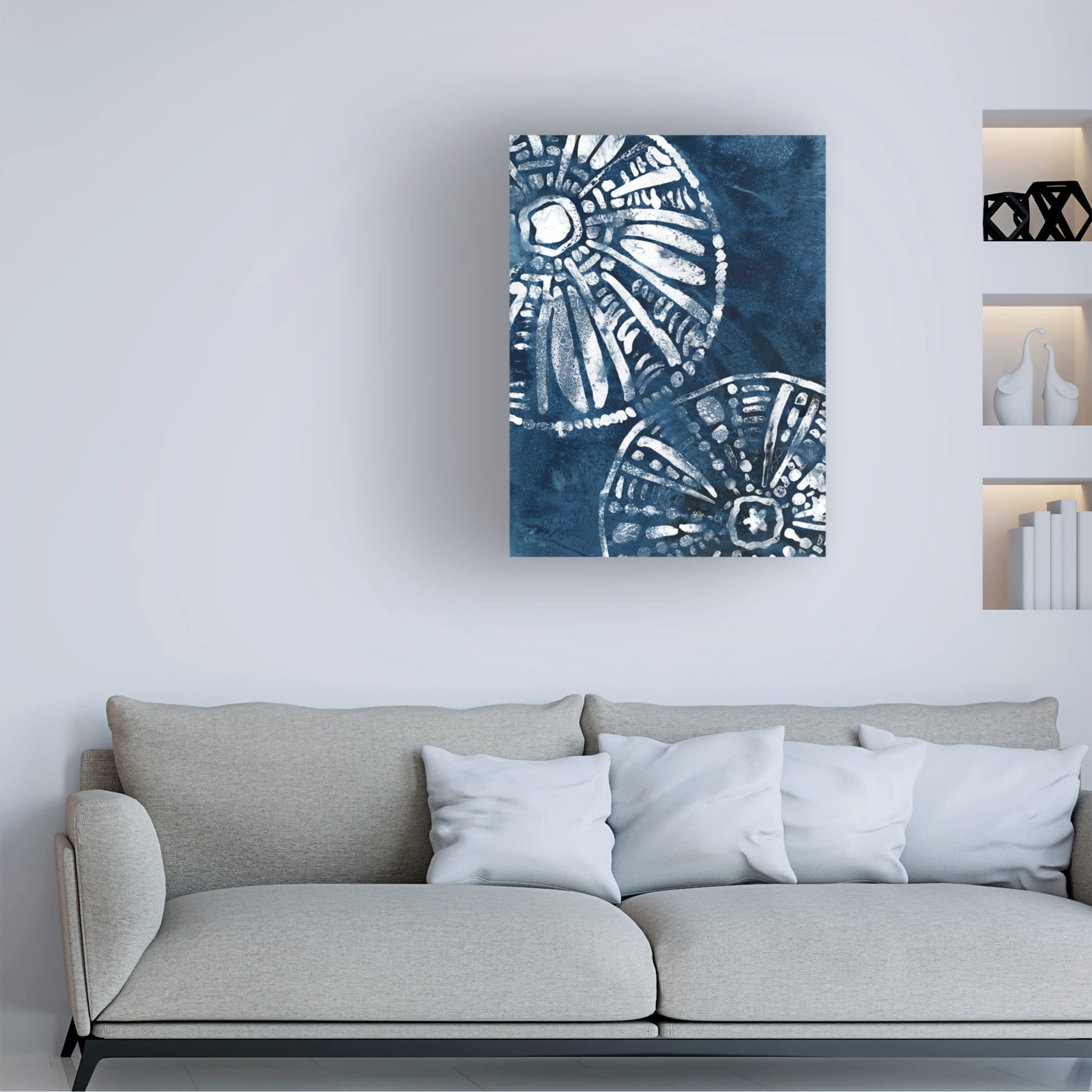 June Erica Vess 'Sea Batik III' Canvas Wall Art Print - Modern Coastal Home Decor for Living Room, Bedroom & Office - Handmade Tropical Beach Painting