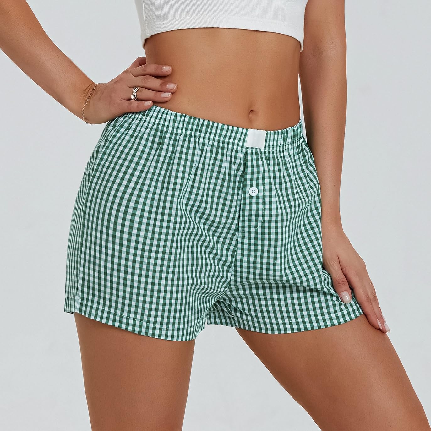 Women's Y2K Plaid Shorts - Elastic Waist Gingham Pajama Shorts & Lounge Sleepwear | Perfect for Summer, Sleepovers, and Relaxing at Home