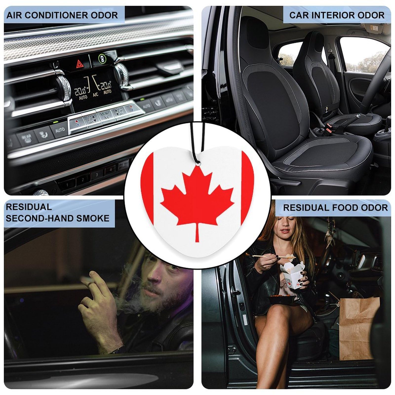 Canada Flag Car Air Fresheners Hanging - 3PCS Car Scent Cards for Interior Decor & Accessories (Gray-Style) - Perfect for Road Trips, Office Commutes & Showing Patriotism