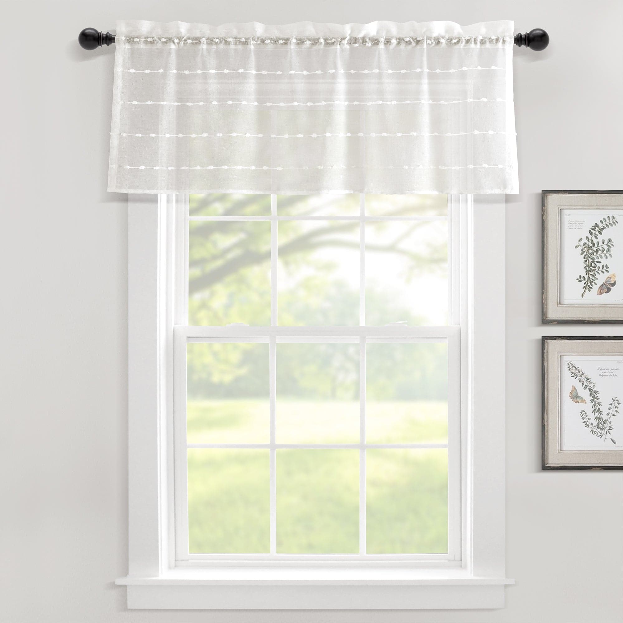 Farmhouse Style Textured Sheer Window Valance - Rustic Curtain Top for Living Room, Bedroom & Kitchen Decor