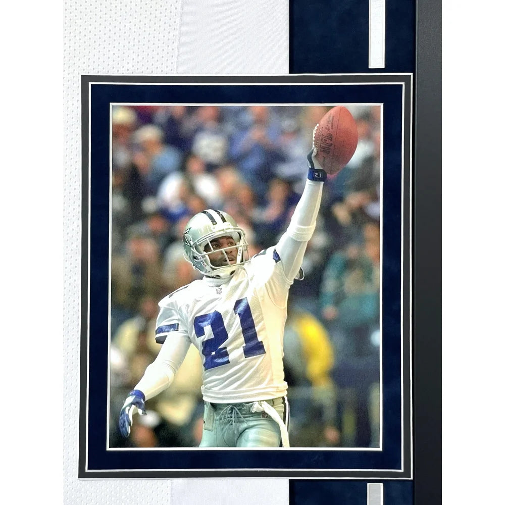 Deion Sanders Autographed Dallas Cowboys Jersey - Framed BAS Signed NFL Memorabilia for Sports Fans & Collectors - Perfect for Man Cave, Game Room Decor & Football Gift