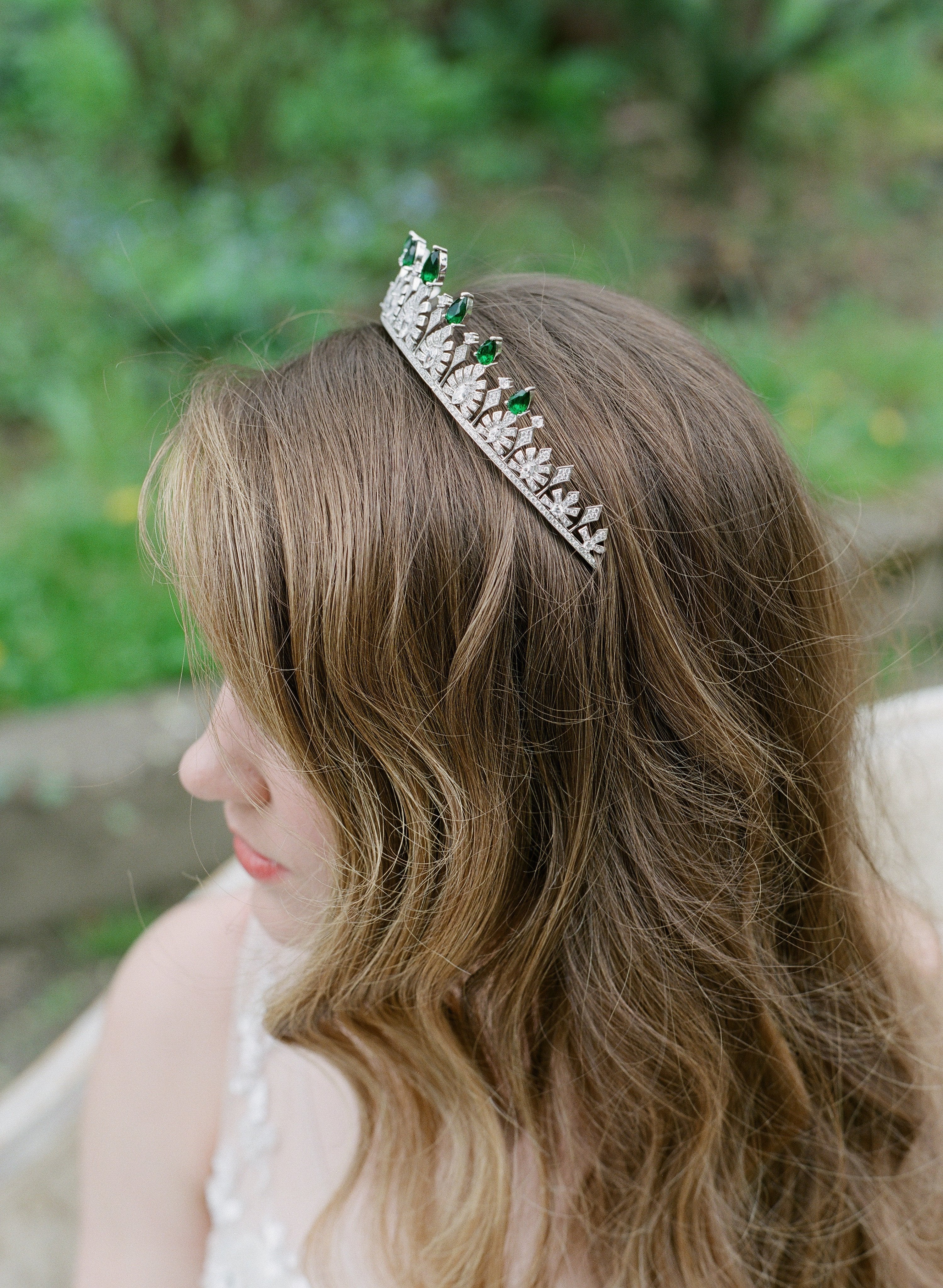 SOFIA Emerald Tiara - Elegant Crystal Rhinestone Bridal Crown for Weddings, Prom, Quinceañera, and Special Occasions