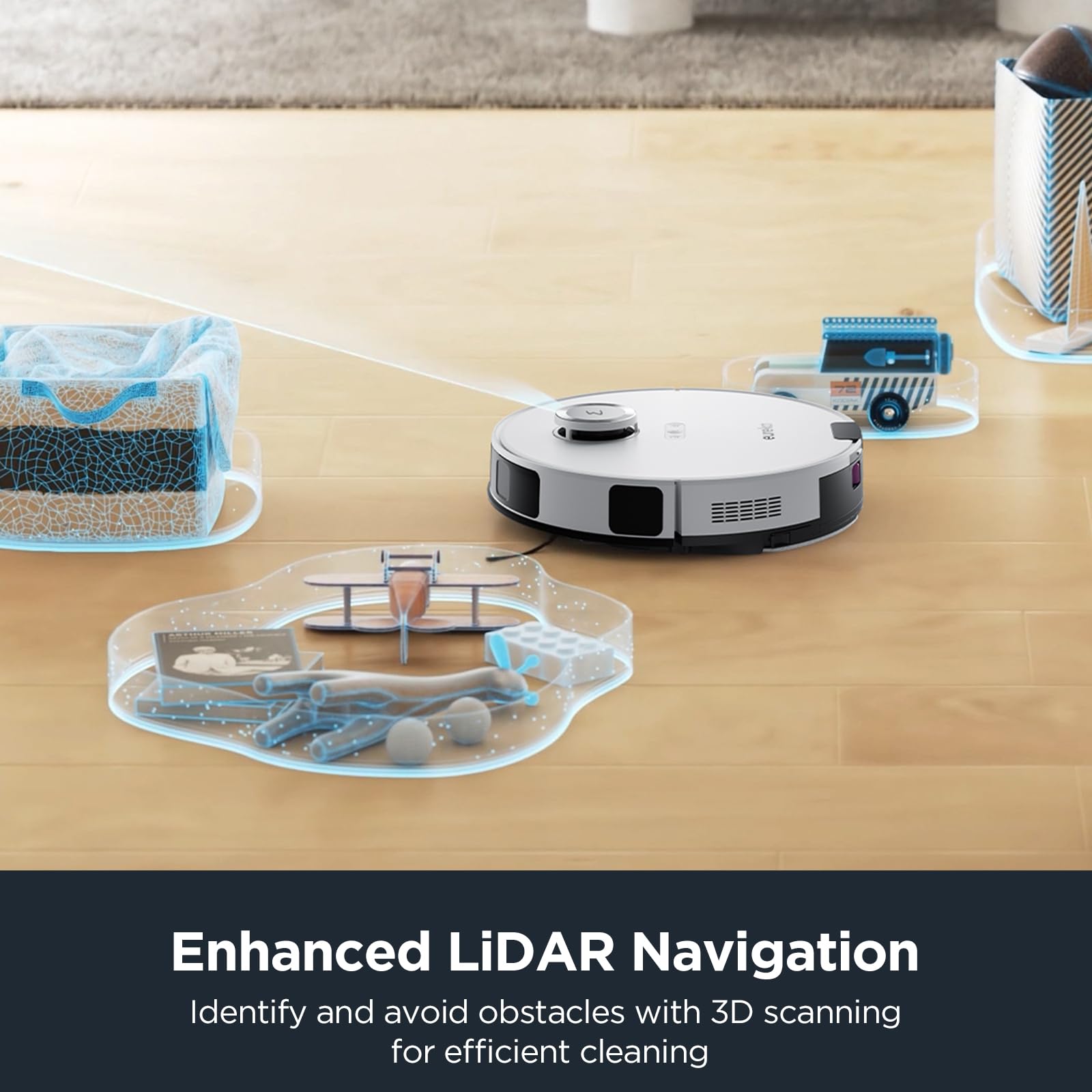 Eureka E10s Robot Vacuum and Mop Combo with Self-Emptying Station - 4000Pa Strong Suction for Pet Hair, Carpets & Hard Floors - 45-Day Capacity, Bagless Design, Auto-Lifting Mop, WiFi App Control (White) - Perfect for Smart Homes with Pets and Multi-Surface Cleaning