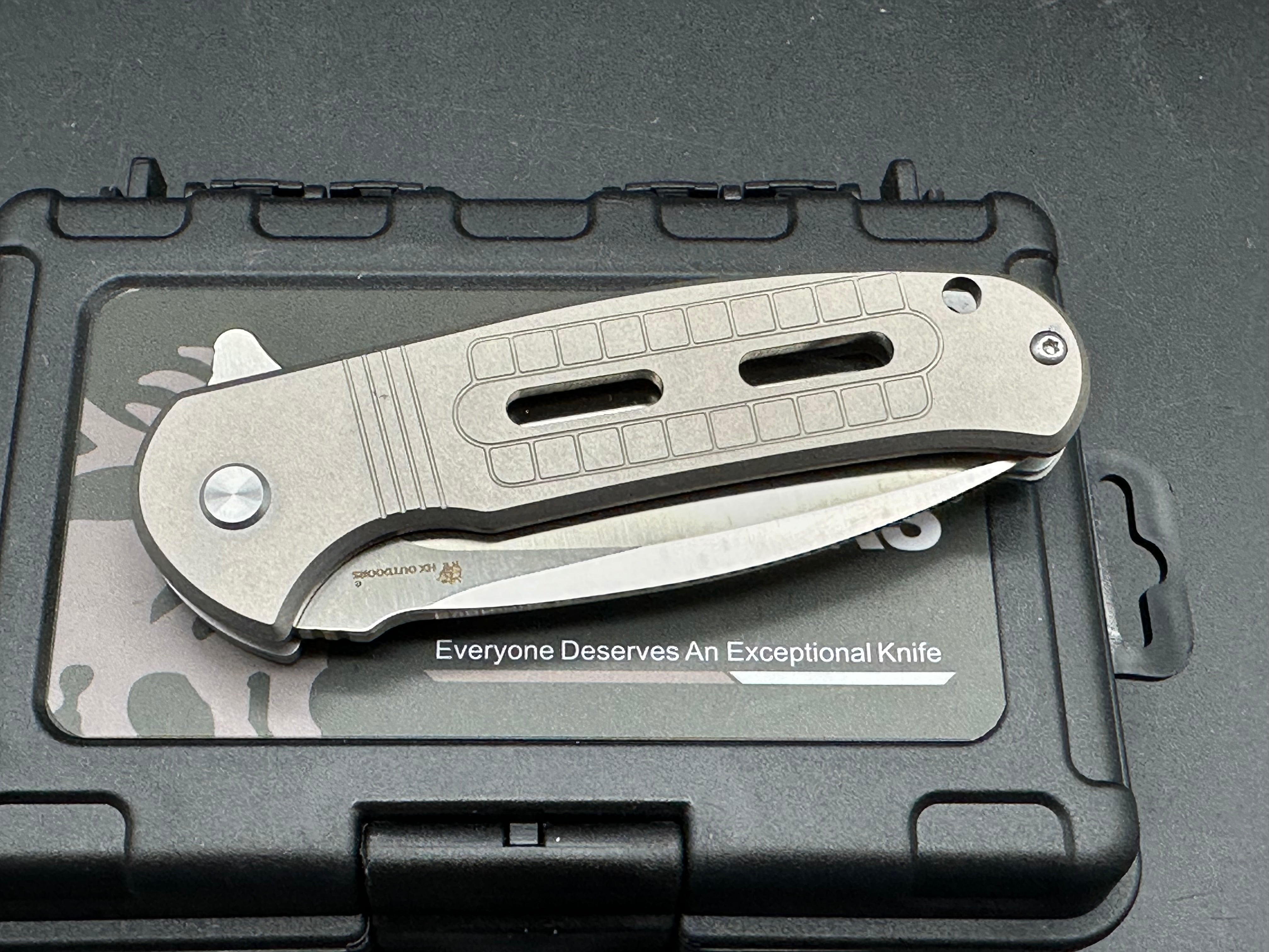 HX Outdoors ZD113S Titanium Handle Folding Knife with 2.85 Inch D2 Steel Blade - Perfect for Camping, Hiking & Outdoor Survival