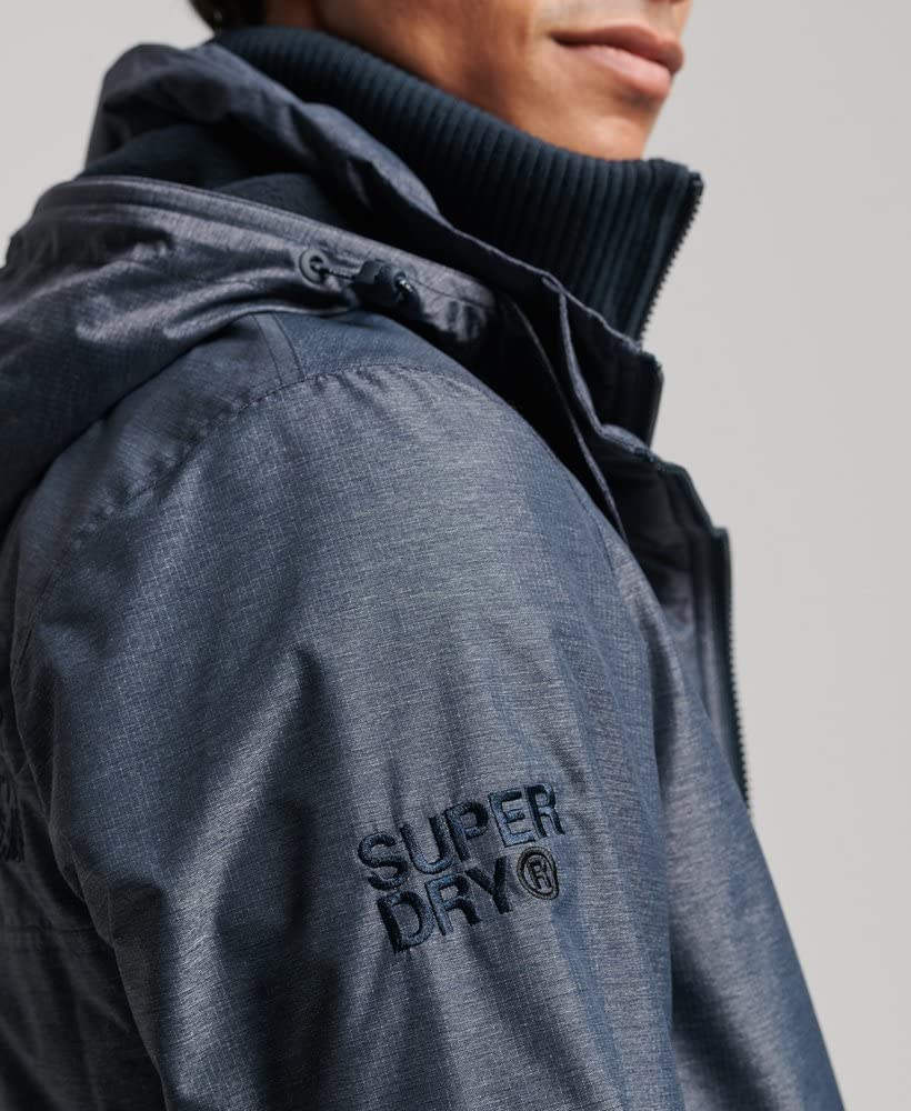Superdry Men's Waterproof Rain Jacket - Lightweight Windbreaker for Outdoor Hiking, Camping & Travel - Durable Weatherproof Coat with Hood