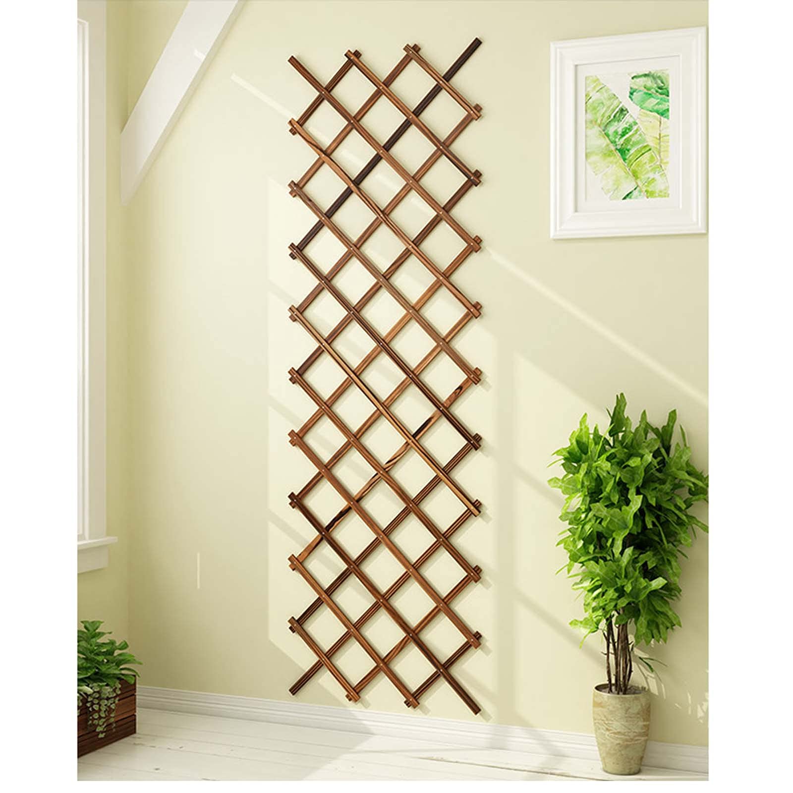Expandable Wood Lattice Wall Plant Stand - Hanging Trellis Planter Rack for Climbing Plants, Indoor Outdoor Garden Decor (1 Pack) - Perfect for Room, Patio, Balcony & Vertical Gardening