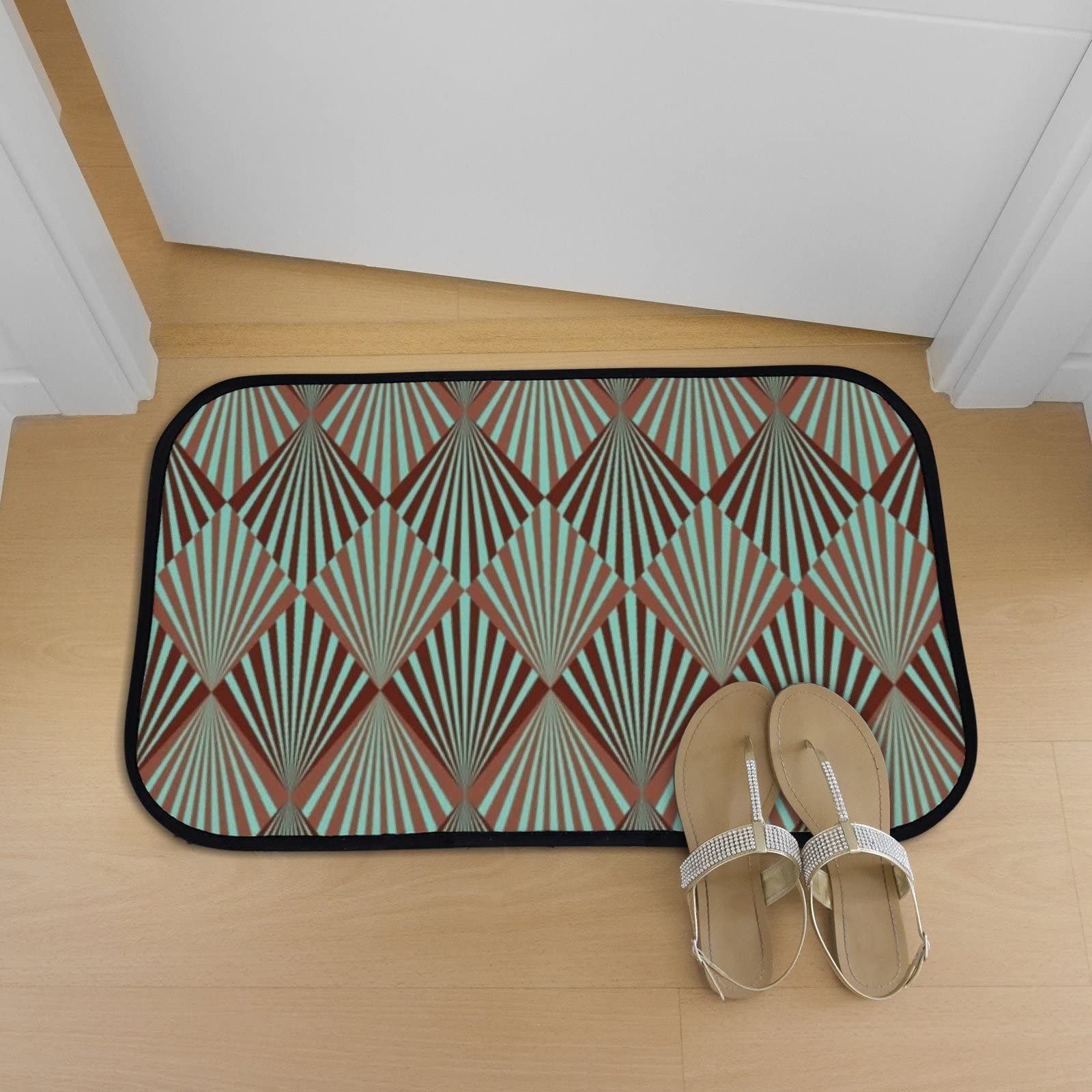 Soft Foam Area Rugs - Art Deco Textured Washable Non-Slip Kitchen & Bathroom Rugs - 36x24 Inch Indoor/Outdoor Home Decor - Perfect for Kitchens, Bathrooms, Living Rooms & Patios