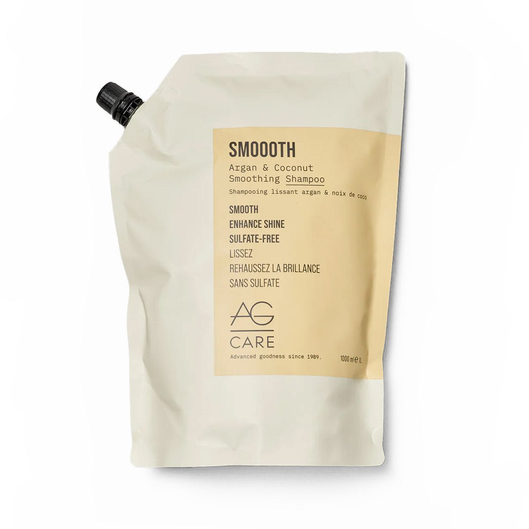 AG Care Smoooth Argan & Coconut Smoothing Shampoo 1L - Hydrating & Frizz Control for Dry, Damaged Hair - Perfect for Daily Use & Salon-Quality Results at Home