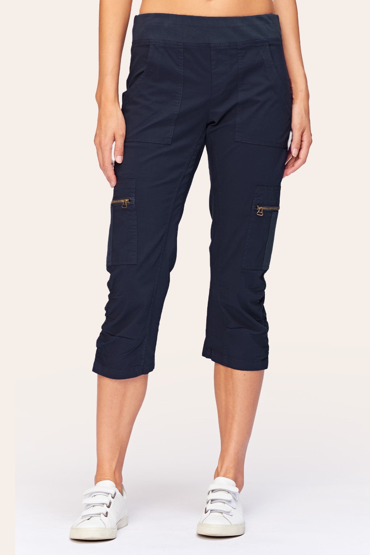 Nadia Crop Top for Women - Navy Blue Casual Short Sleeve Shirt - Perfect for Summer Outfits, Beach Wear & Everyday Fashion