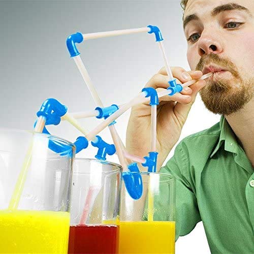 21-Piece DIY Crazy Straw Connectors Set - Fun & Colorful Drinking Straws for Kids, Creative Play & Silly Games - Perfect for Parties, School Activities & Family Fun