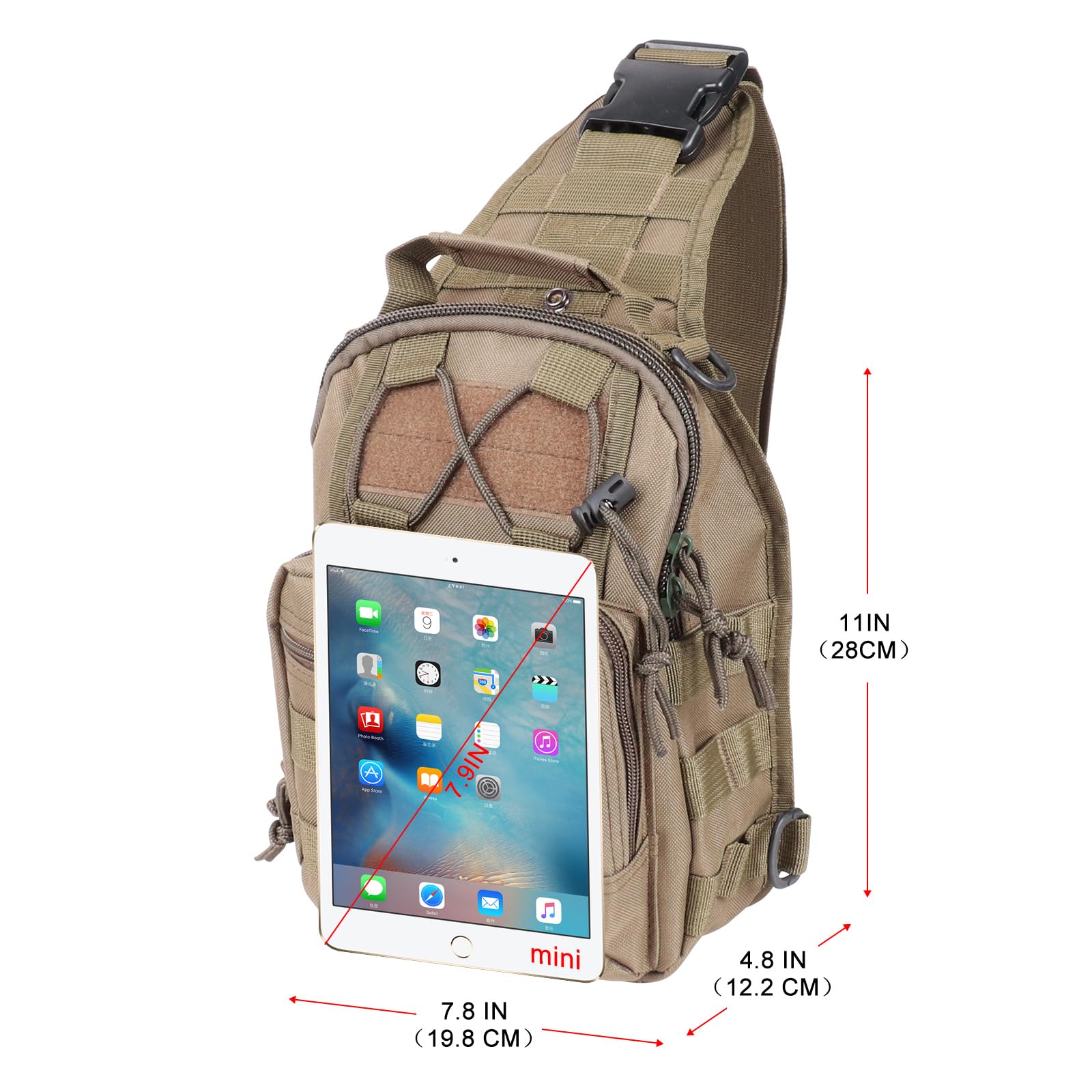 QCute Tactical Backpack - Waterproof Military Molle Sling Bag for Outdoor Hiking, Camping & Everyday Carry - Durable Shoulder Chest Pack for Men & Women