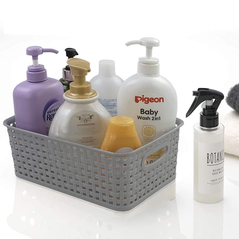 6 Pack Grey Woven Storage Baskets for Bathroom & Organization